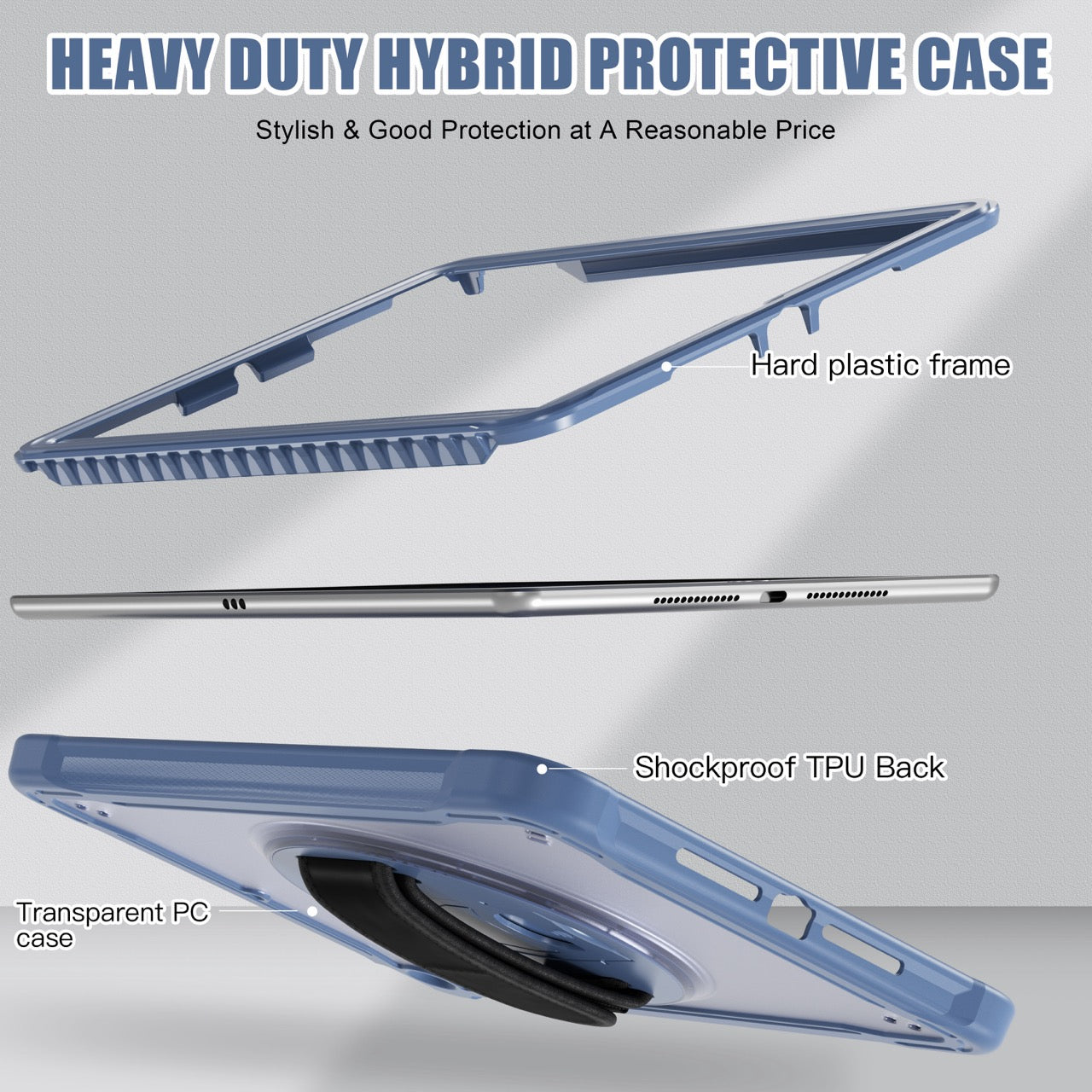 iPad 10.2" (7th/8th/9th Gen) Rugged Case - 360° Stand, Hand & Shoulder Strap - Shockproof - Lavender