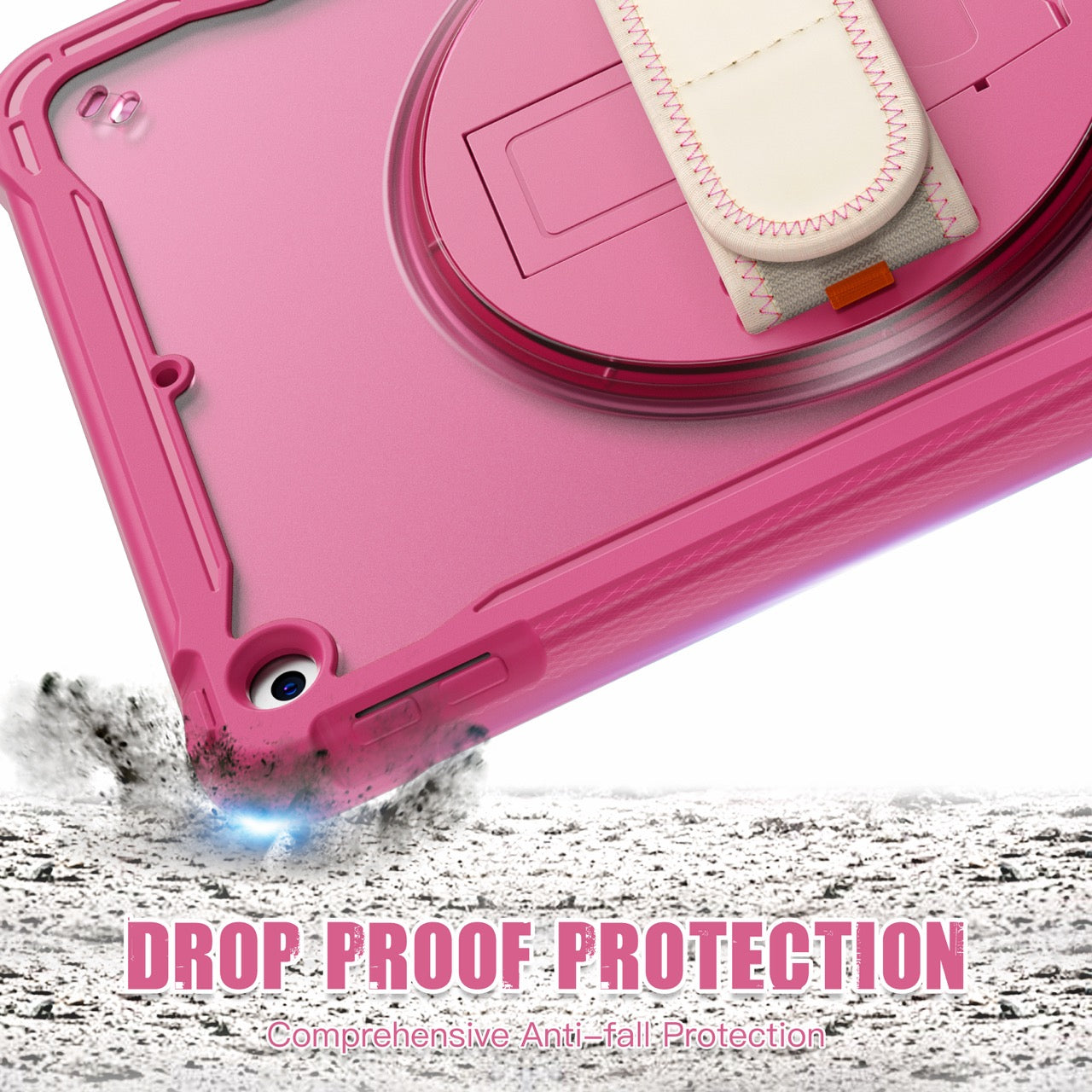 iPad 10.2" (7th/8th/9th Gen) Rugged Case - 360° Stand, Hand & Shoulder Strap - Shockproof - Rose
