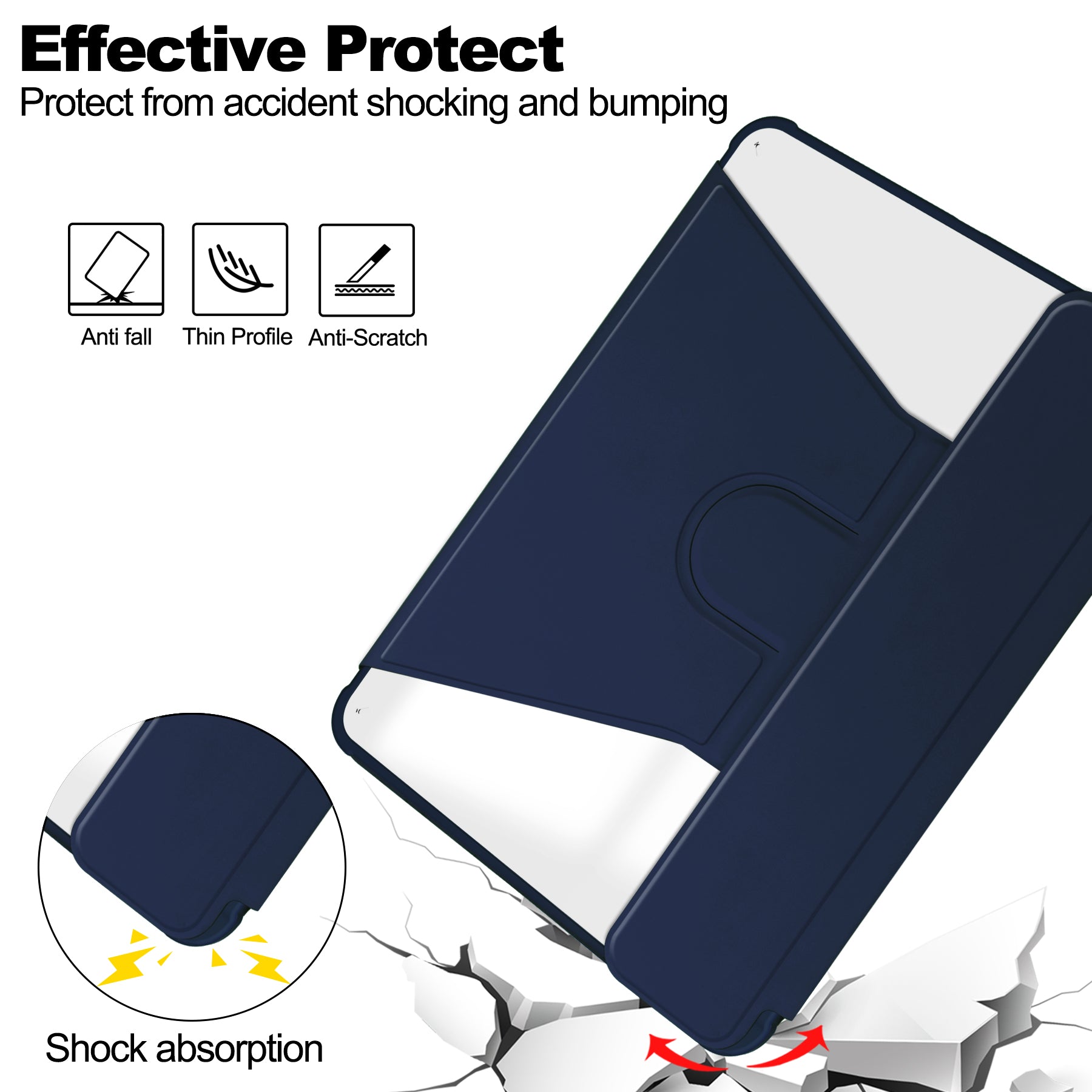 360° Rotating Keyboard Case for iPad Air 11 (M2 2024 / M3 2025) / Air 5/6 – Detachable Keyboard with Pencil Holder [Navy]