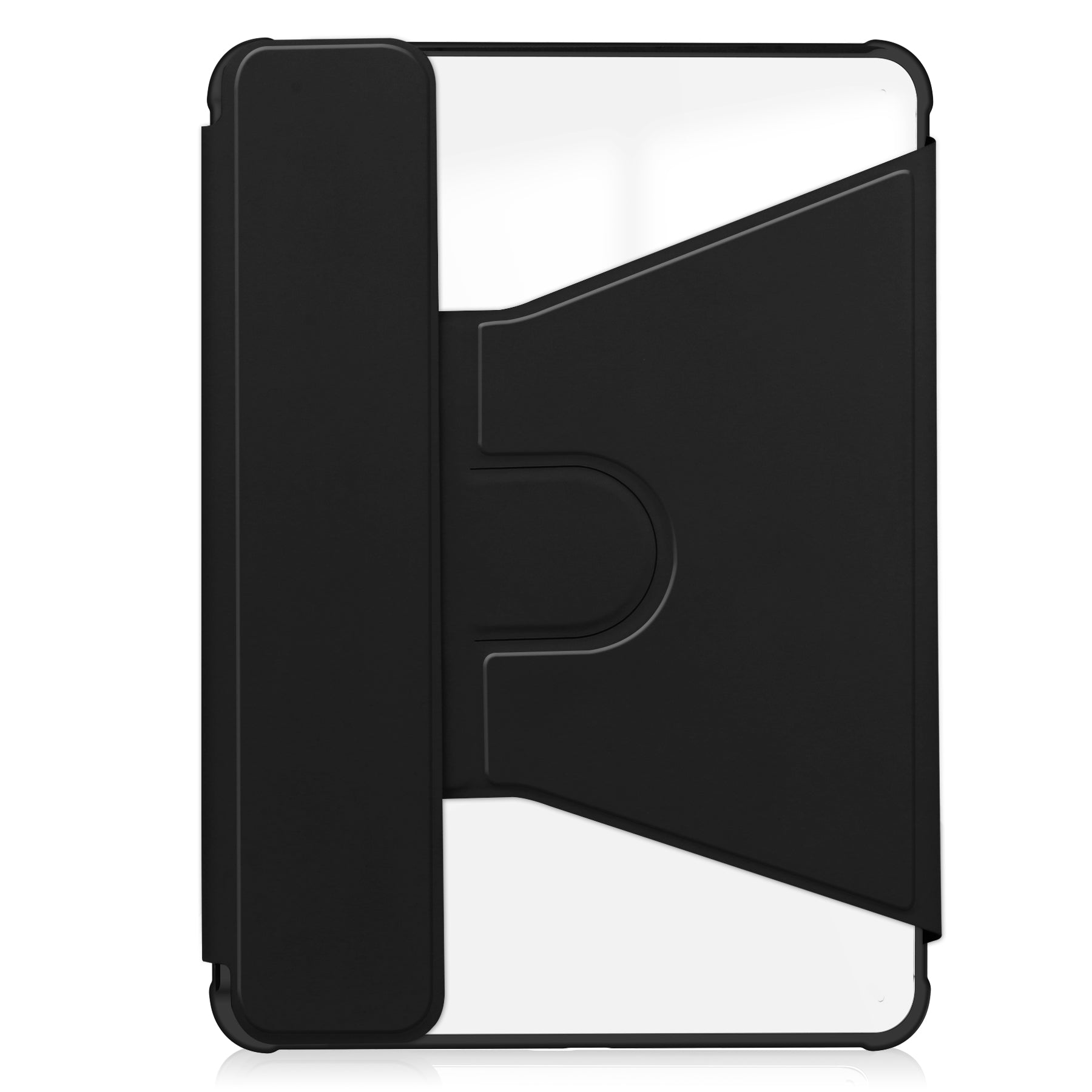 Rotating Acrylic Back PU Leather Case for iPad Air 11 (M2 2024 / M3 2025) / Air 5/6 with Pencil Holder [Black]