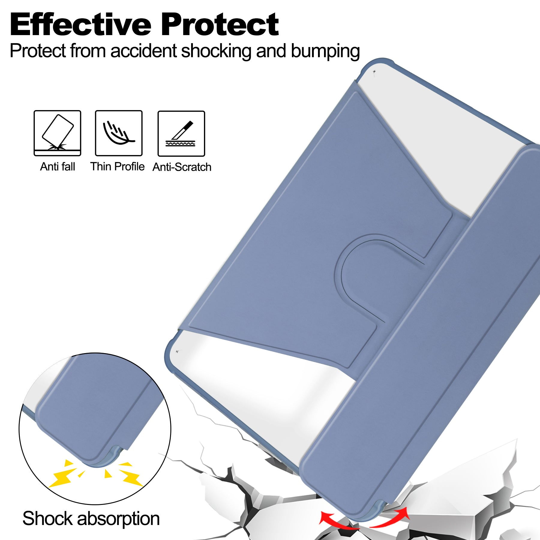 Rotating Acrylic Back PU Leather Case for iPad Air 11 (M2 2024 / M3 2025) / Air 5/6 with Pencil Holder [Lavender]