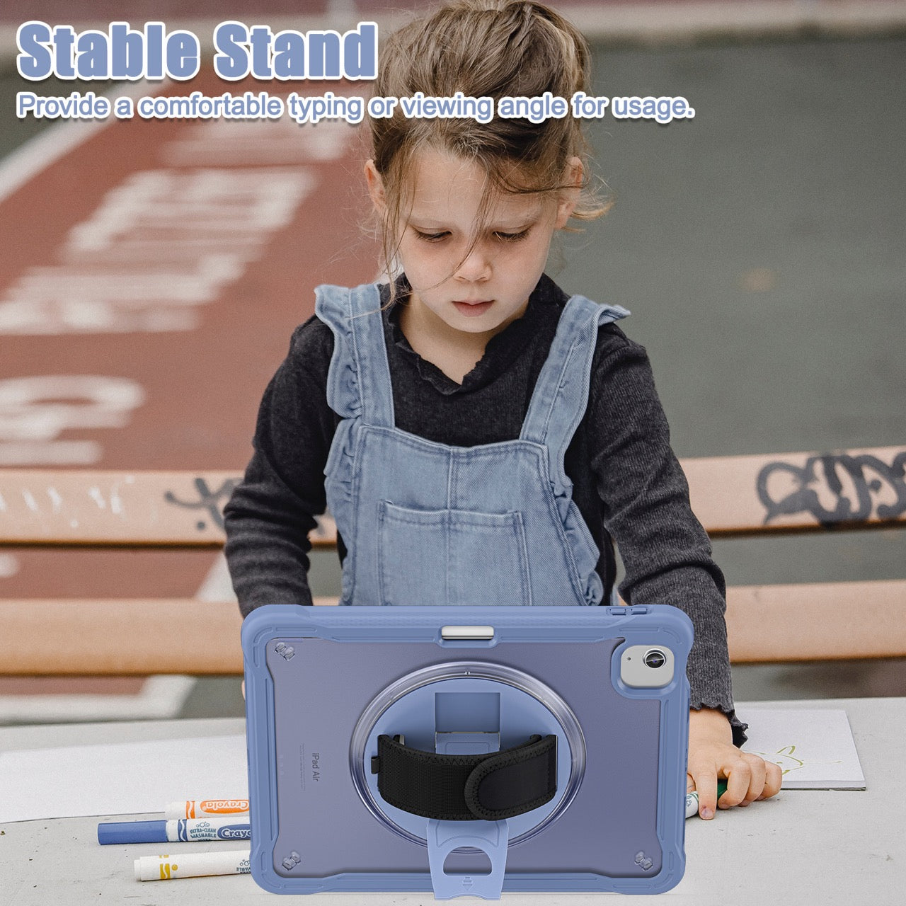 iPad Air 11" / 10.9" Rugged Case - 360° Stand, Hand & Shoulder Strap - Shockproof (M2/M3/M4) - Lavender