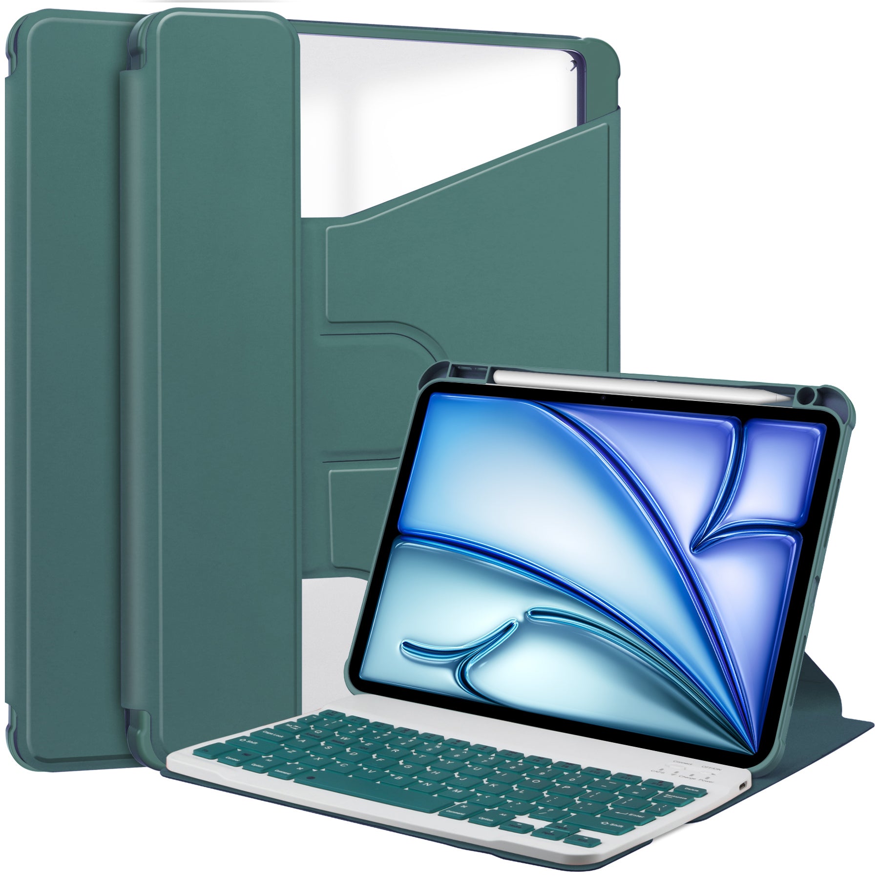 360° Rotating Keyboard Case for iPad Air 13 (M2 2024 / M3 2025) – Detachable Keyboard with Pencil Holder [Teal]