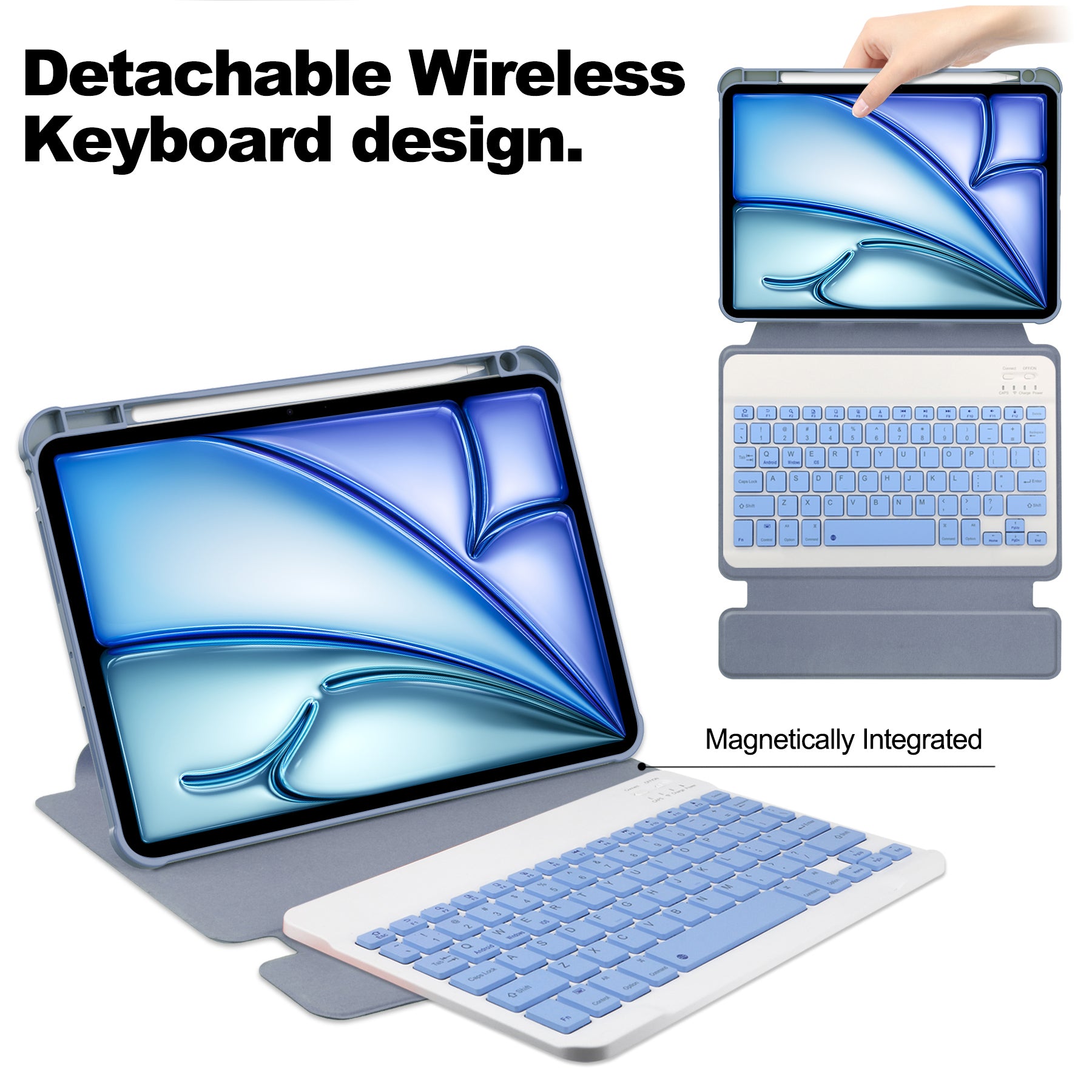 360° Rotating Keyboard Case for iPad Air 13 (M2 2024 / M3 2025) – Detachable Keyboard with Pencil Holder [Lavender]
