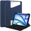 360° Rotating Keyboard Case for iPad Air 13 (M2 2024 / M3 2025) – Detachable Keyboard with Pencil Holder [Navy] - Navy