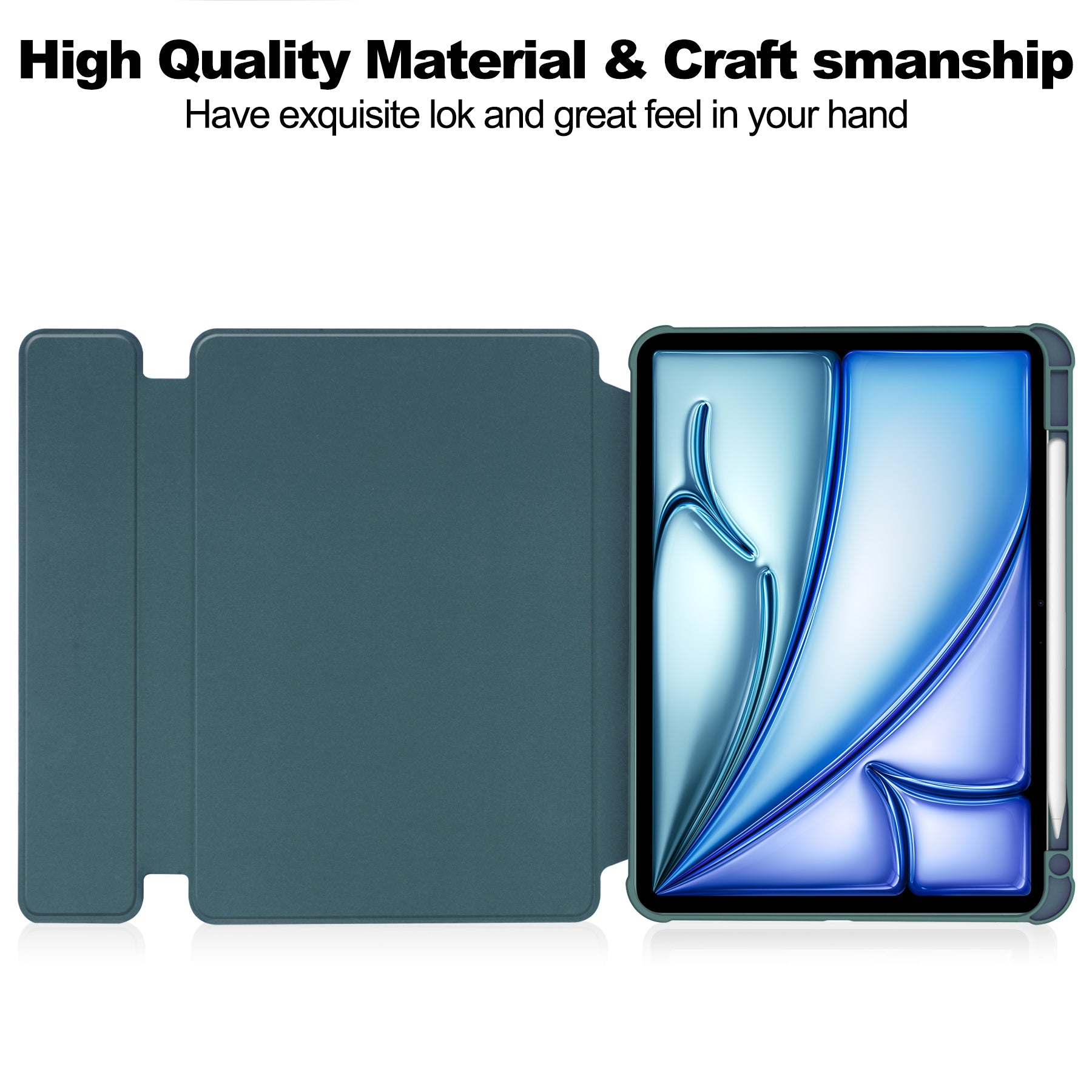 Rotating Acrylic Back PU Leather Case for iPad Air 13 (M2 2024 / M3 2025) with Pencil Holder [Teal]