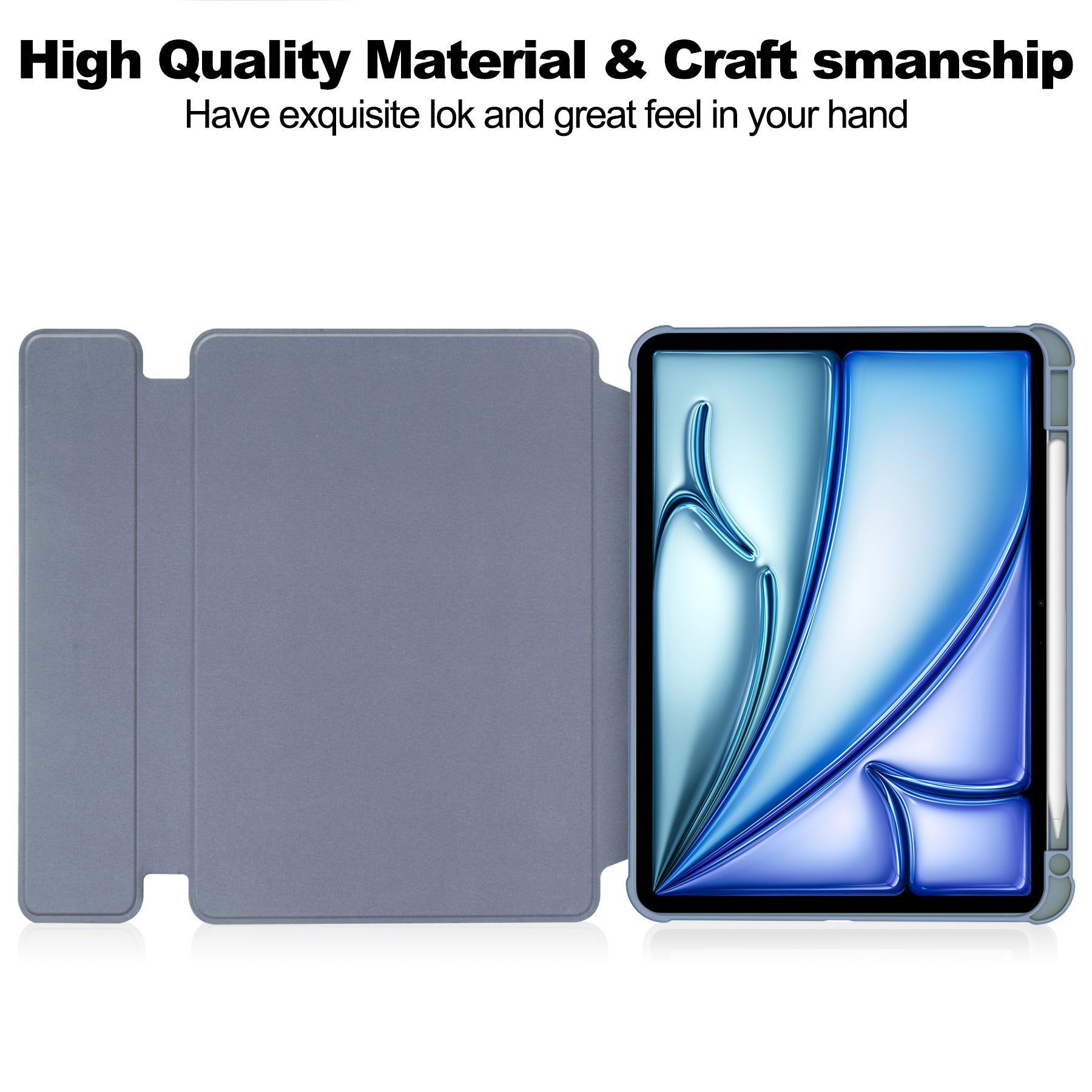 Rotating Acrylic Back PU Leather Case for iPad Air 13 (M2 2024 / M3 2025) with Pencil Holder [Lavender]