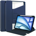 Rotating Acrylic Back PU Leather Case for iPad Air 13  (2026-2024 M4/M3/M2) with Pencil Holder [Navy] - Navy