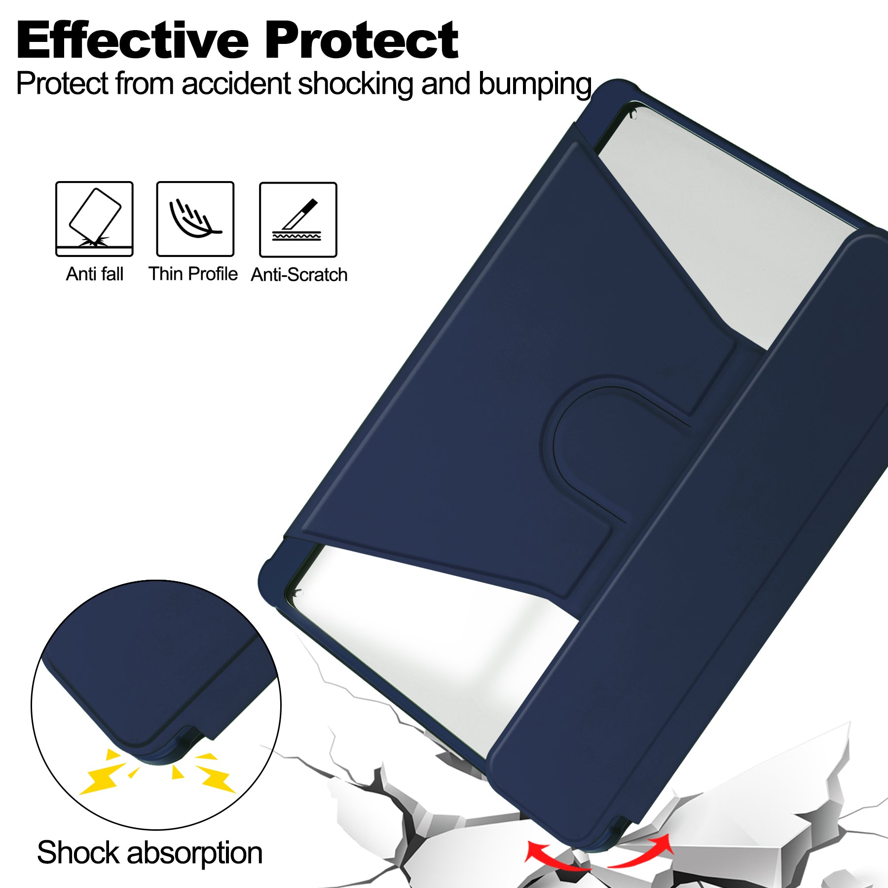 Rotating Acrylic Back PU Leather Case for iPad Air 13 (M2 2024 / M3 2025) with Pencil Holder [Navy]