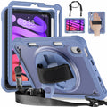 iPad Mini 6 / 7 (A17 Pro) Rugged Case - 360° Stand, Hand & Shoulder Strap - Shockproof - Lavender - Lavender