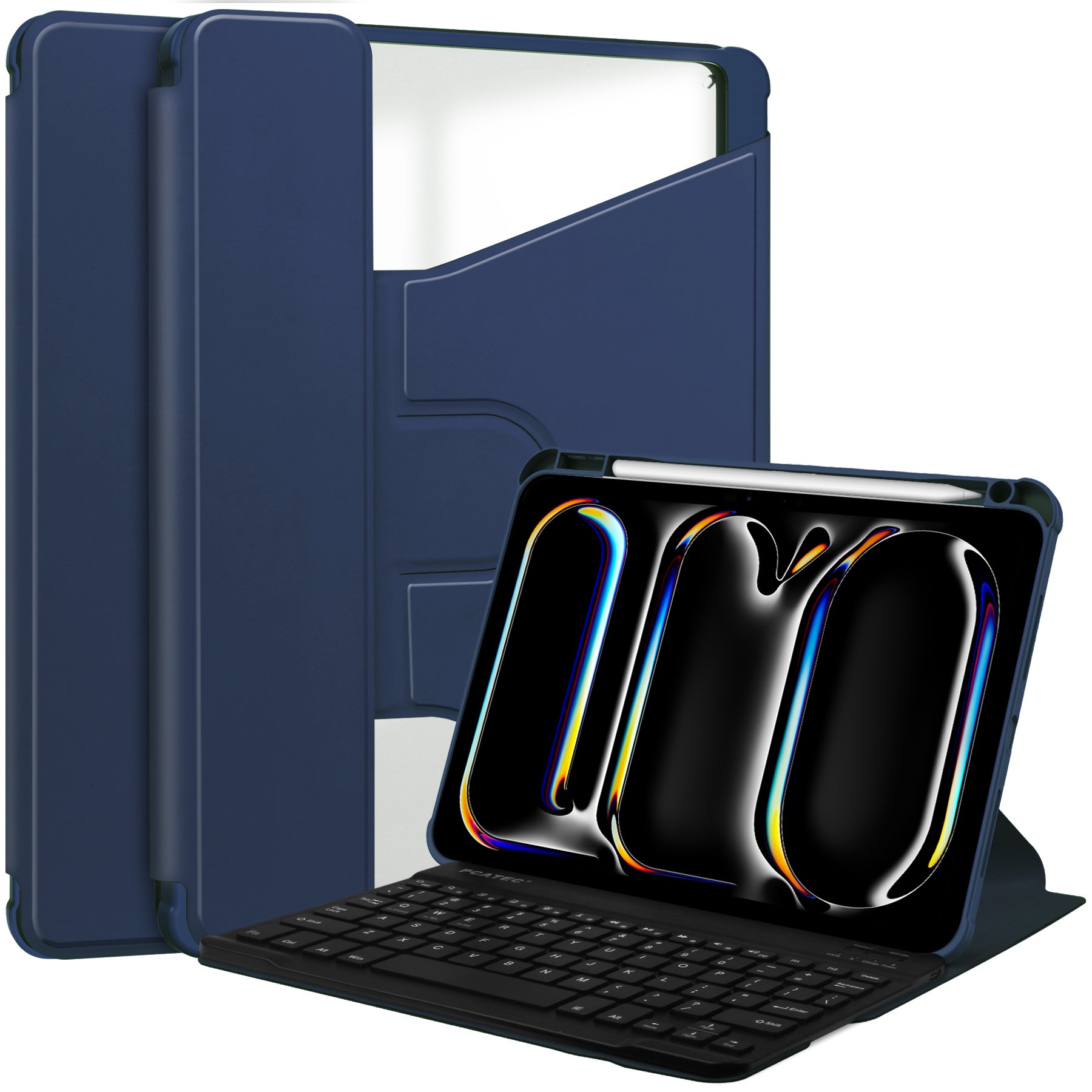 360° Rotating Keyboard Case for iPad Pro 11 (M4 2024 / M5 2025) – Detachable Keyboard with Pencil Holder [Navy]