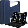 360° Rotating Keyboard Case for iPad Pro 11 (M4 2024 / M5 2025) – Detachable Keyboard with Pencil Holder [Navy] - Navy