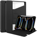 Rotating Acrylic Back PU Leather Case for iPad Pro 11 (M4 2024 / M5 2025) with Pencil Holder [Black] - Black