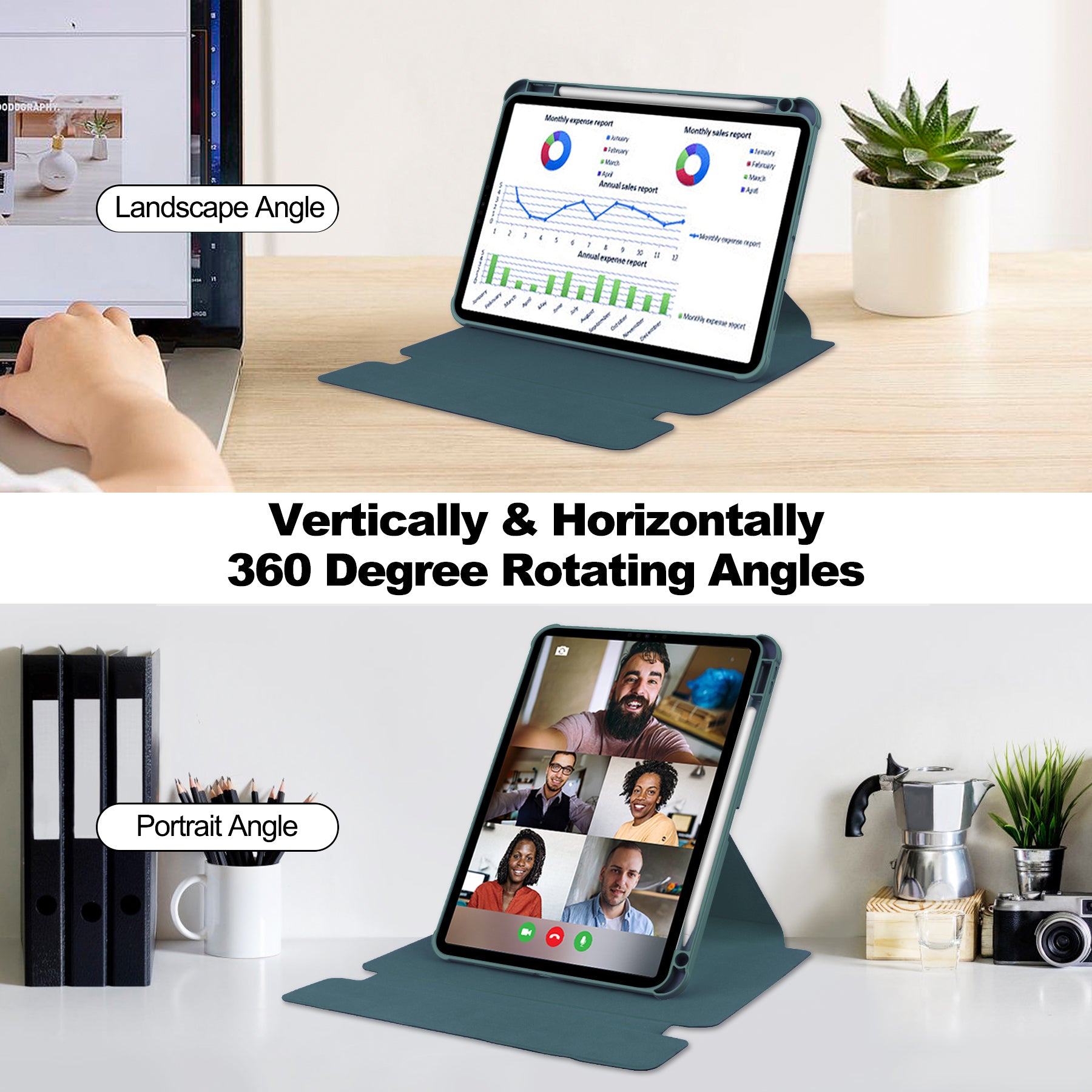 360° Rotating Keyboard Case for iPad Pro 13 (M4 2024 / M5 2025) – Detachable Keyboard with Pencil Holder [Teal]