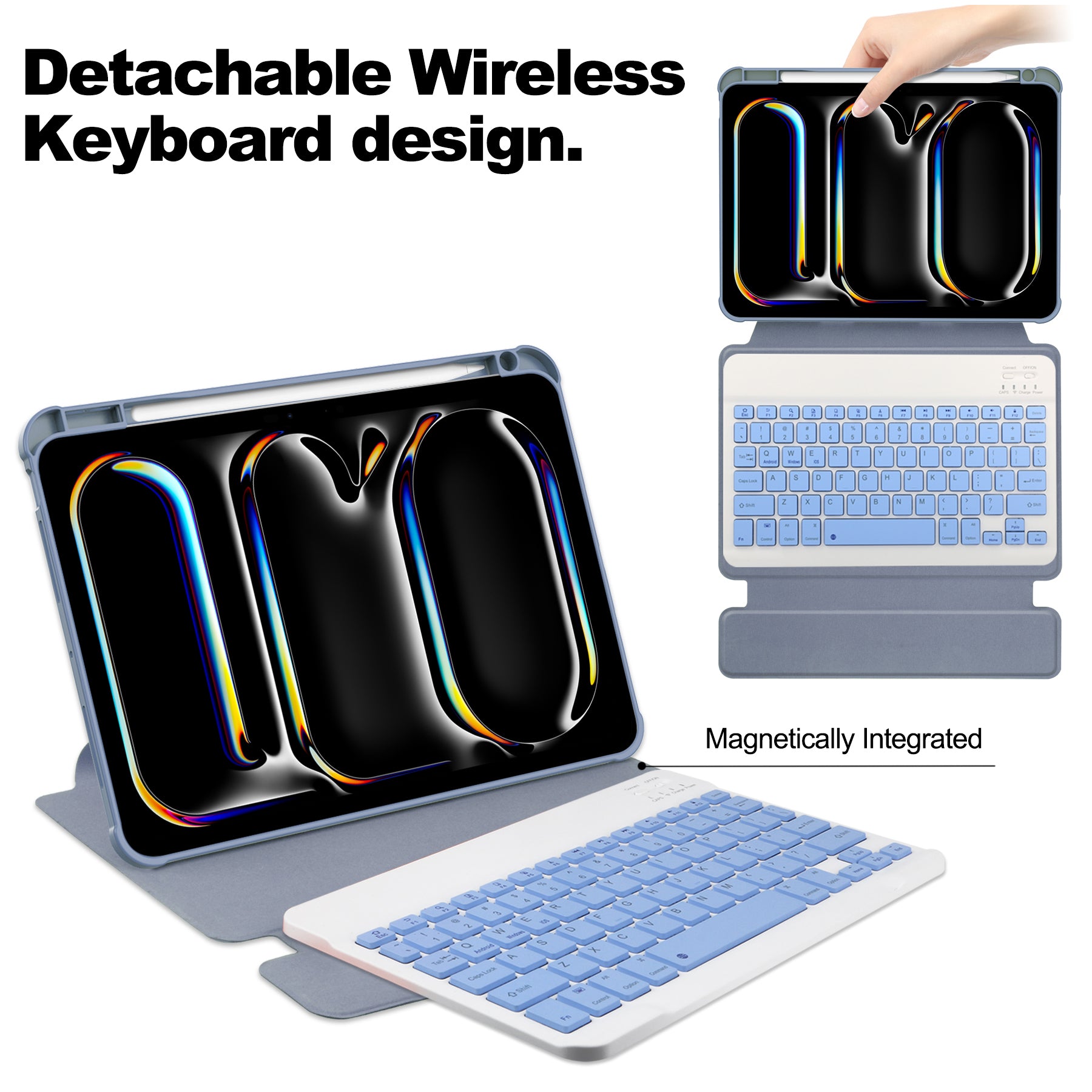 360° Rotating Keyboard Case for iPad Pro 13 (M4 2024 / M5 2025) – Detachable Keyboard with Pencil Holder [Lavender]