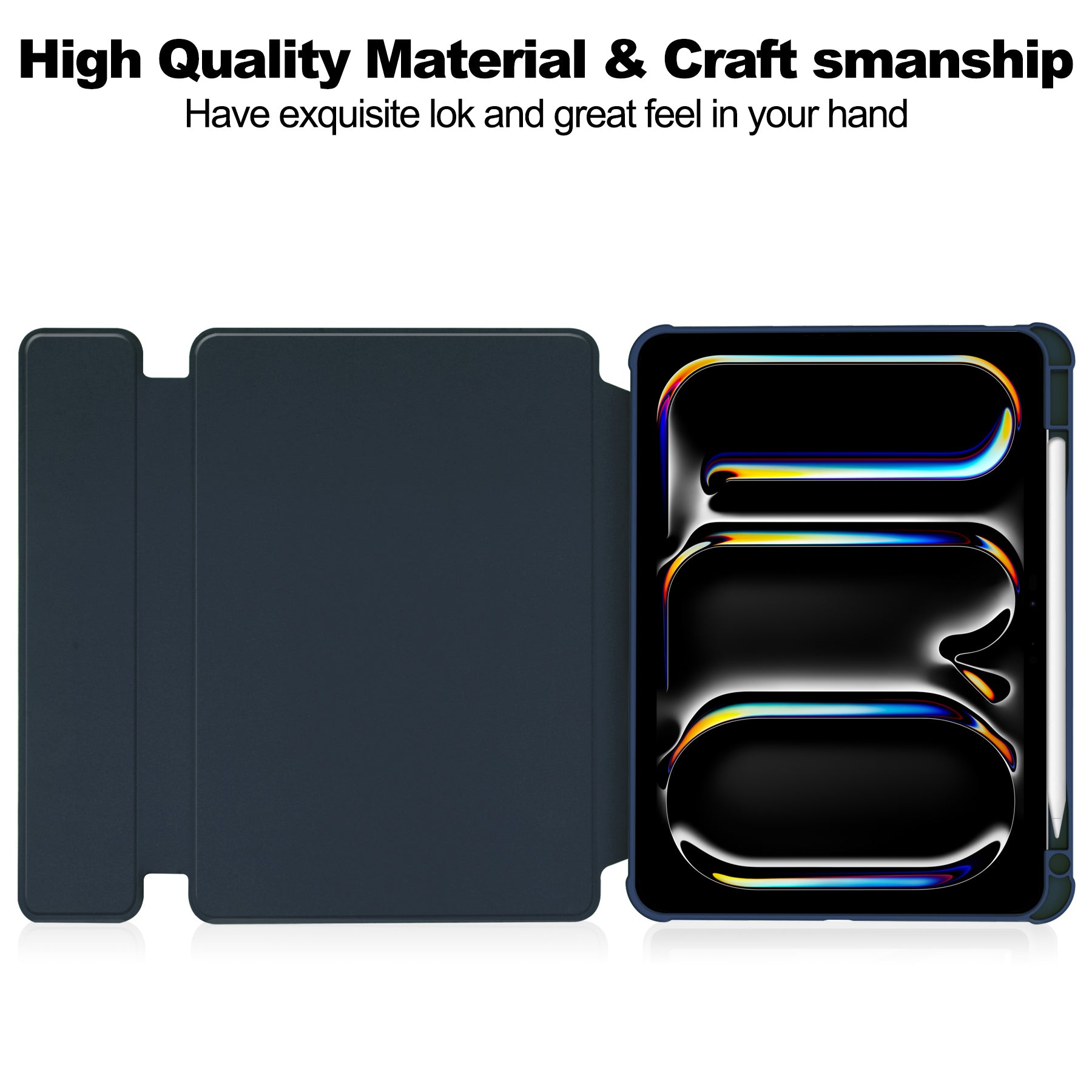 360° Rotating Keyboard Case for iPad Pro 13 (M4 2024 / M5 2025) – Detachable Keyboard with Pencil Holder [Navy]
