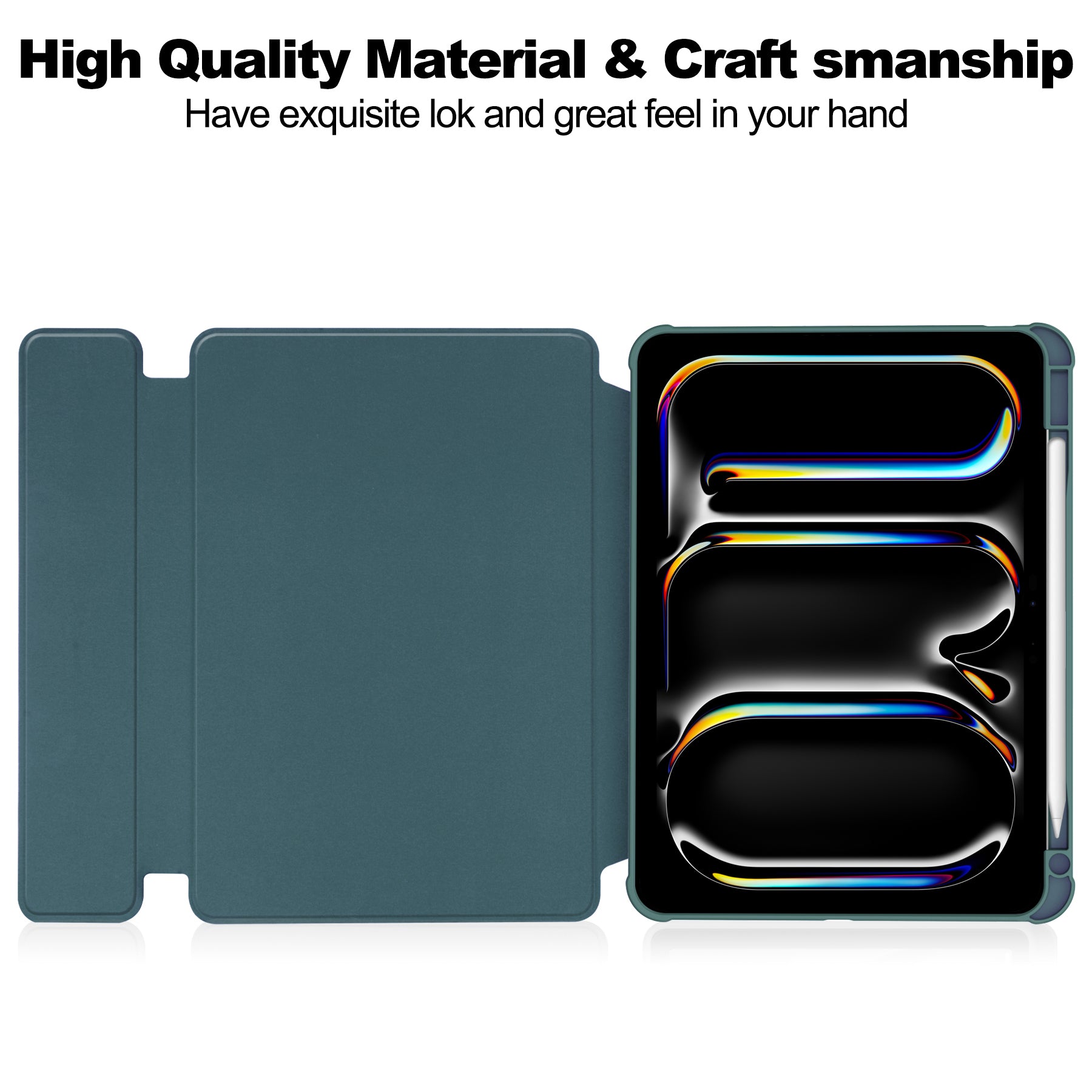 Rotating Acrylic Back PU Leather Case for iPad Pro 13 (M4 2024 / M5 2025) with Pencil Holder [Teal]