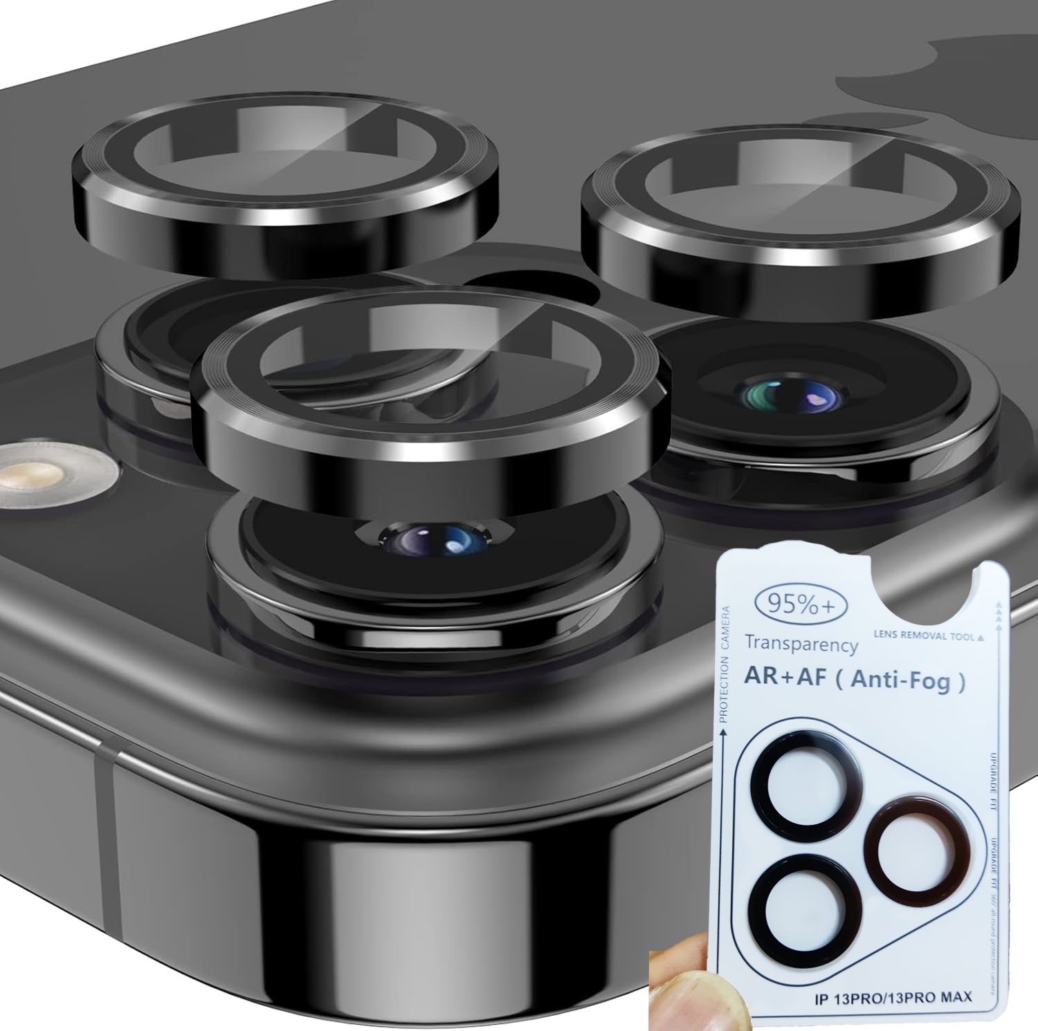 iPhone 13 Pro / Pro Max Eagle Eye AR+AF Lens Protector with Removal Tool [Black]