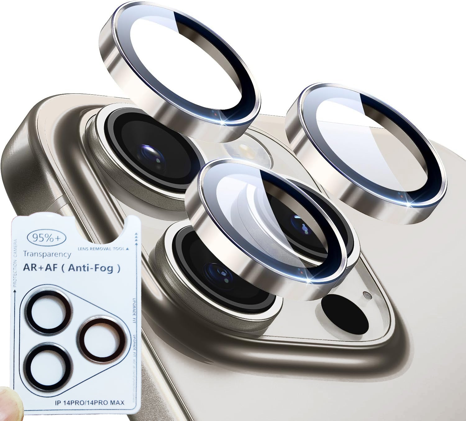 iPhone 14 Pro / Pro Max Eagle Eye AR+AF Lens Protector with Removal Tool [Titanium Grey]