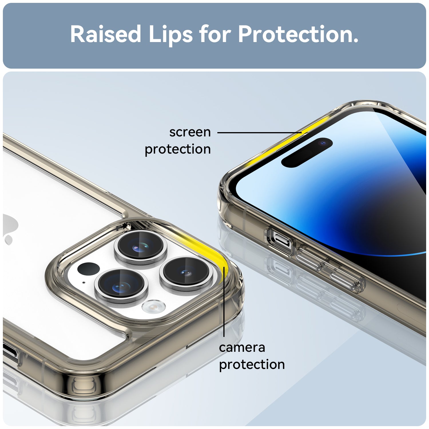 Apple iPhone 14 Pro Max Soft TPU Bumper Case [Clear Grey]