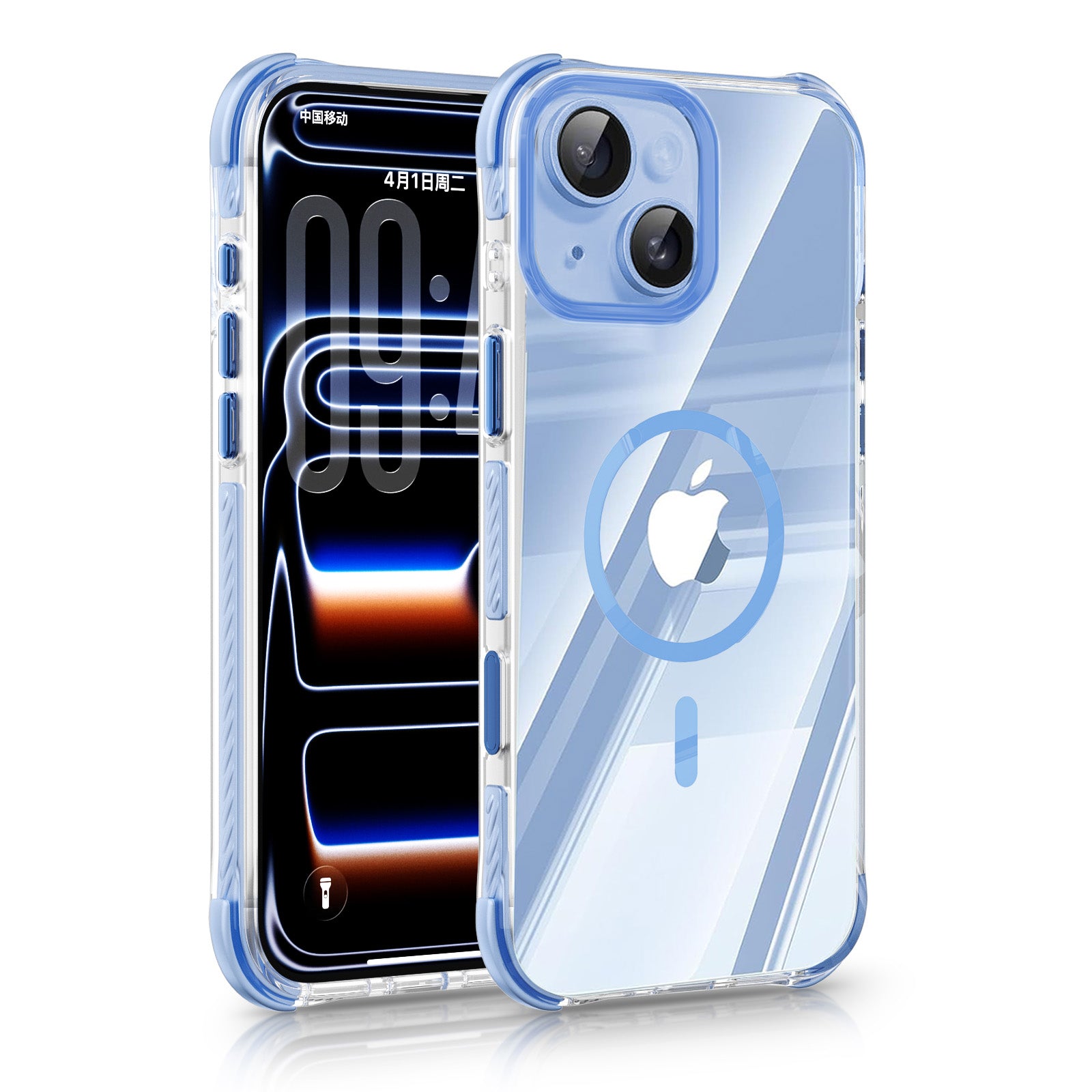 iPhone 15 CrystalGuard MagSafe Clear Shockproof Bumper Case [Sky Blue]