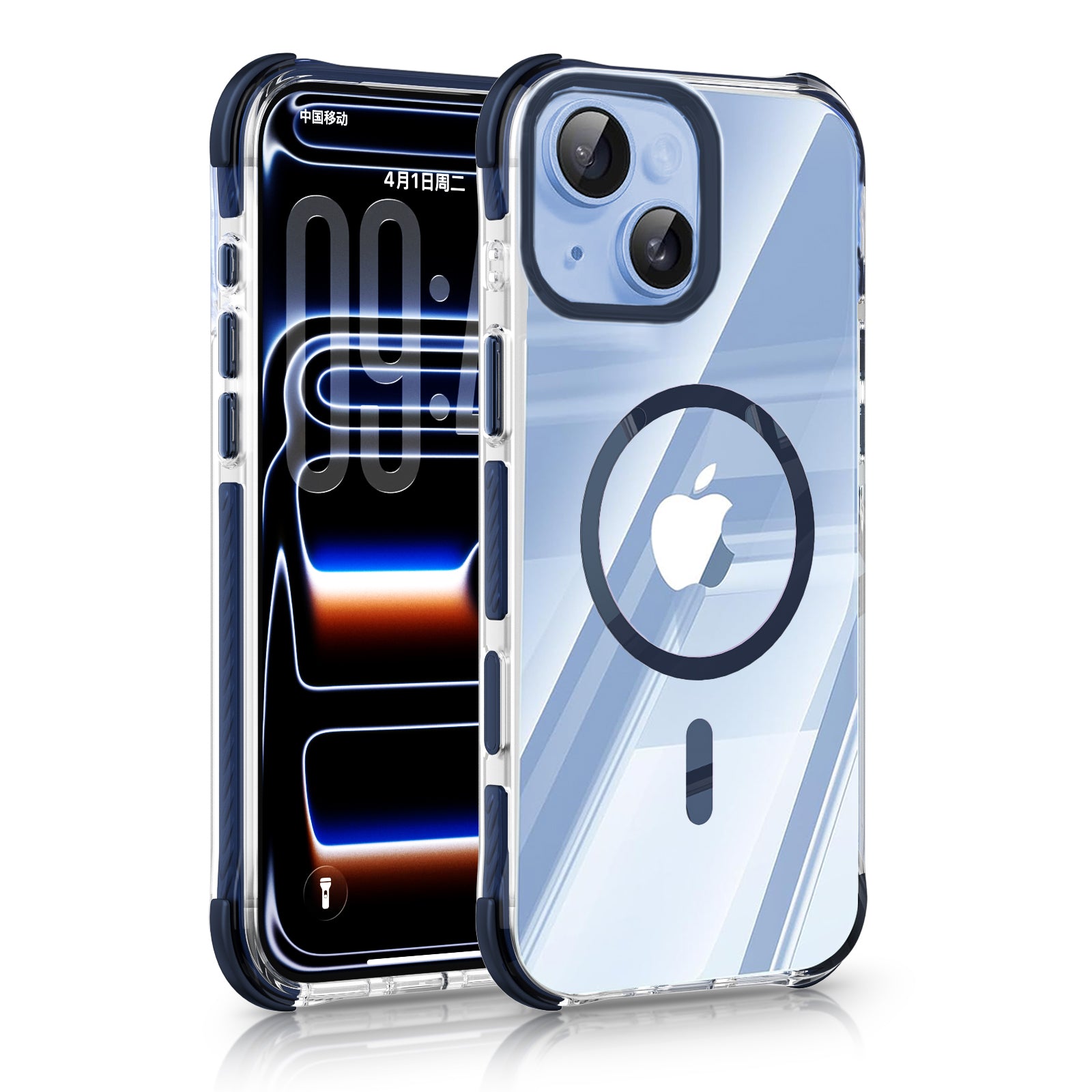iPhone 15 CrystalGuard MagSafe Clear Shockproof Bumper Case [Midnight Blue]