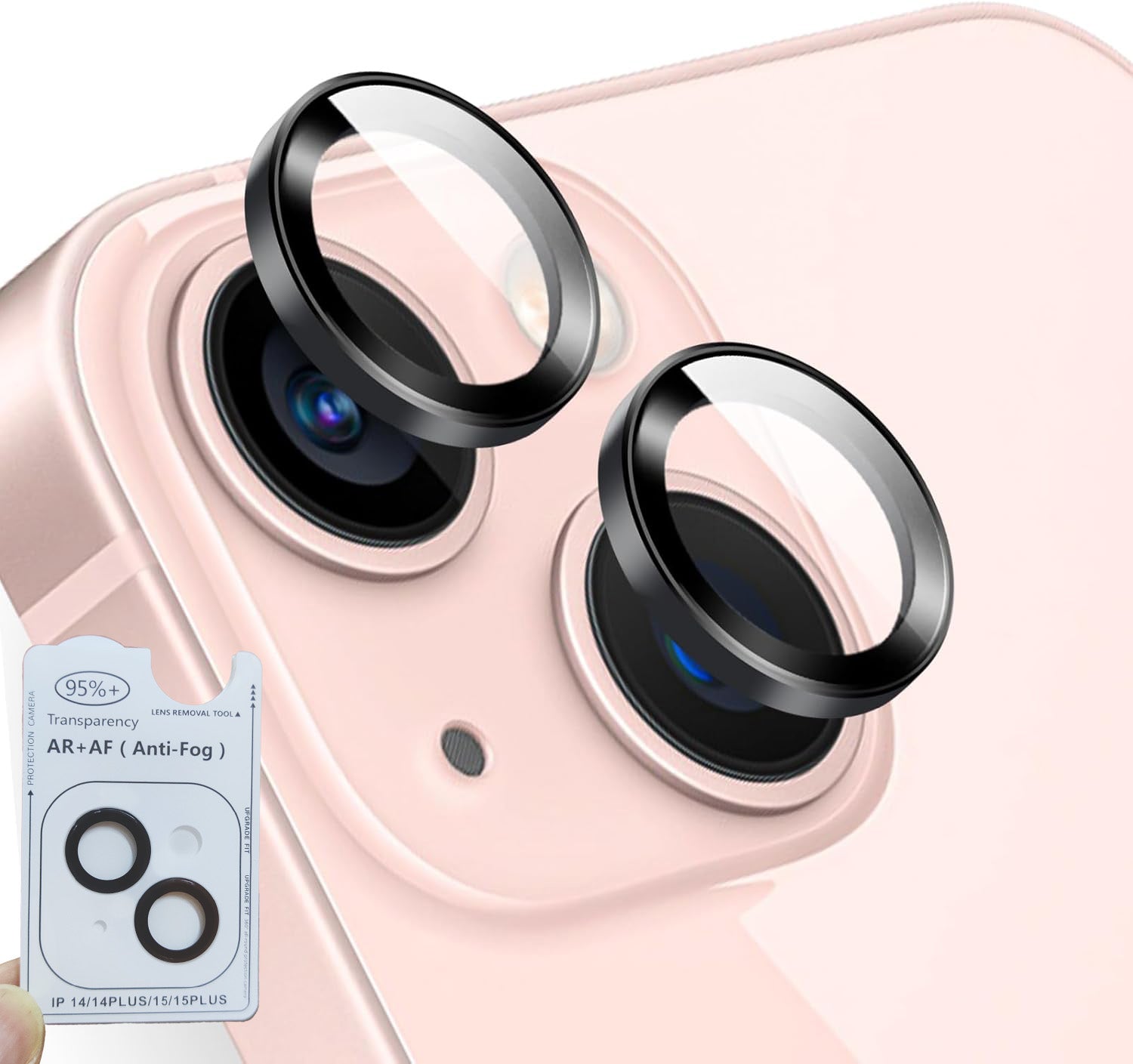 iPhone 15 / 15+ Eagle Eye AR+AF Camera Lens Protector with Removal Tool [Black]
