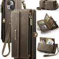 iPhone 14 Crossbody Case with Strap, Card Slots & Zipper Pocket [Coffee] - Coffee