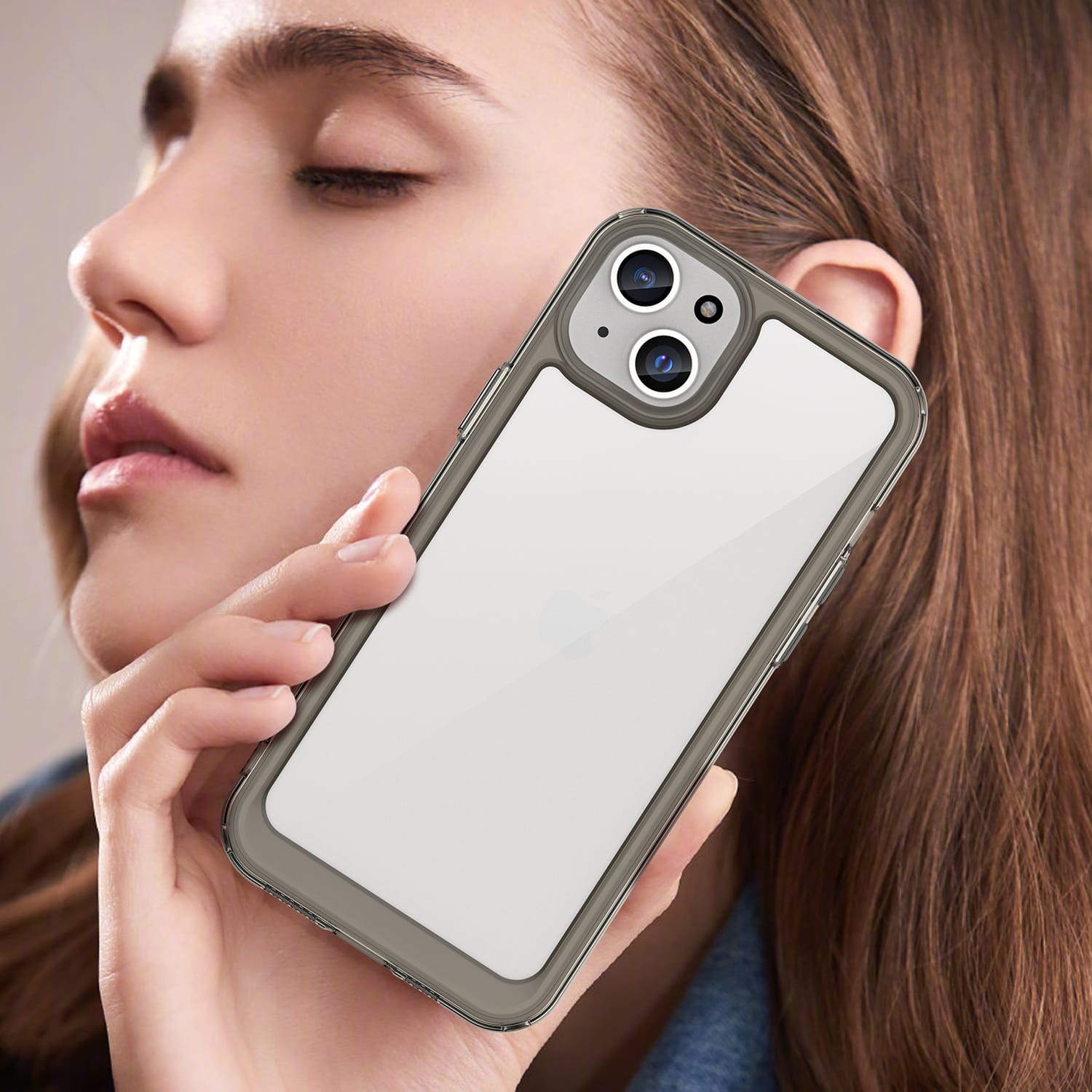 Apple iPhone 15 Plus Soft TPU Bumper Case [Clear Grey]