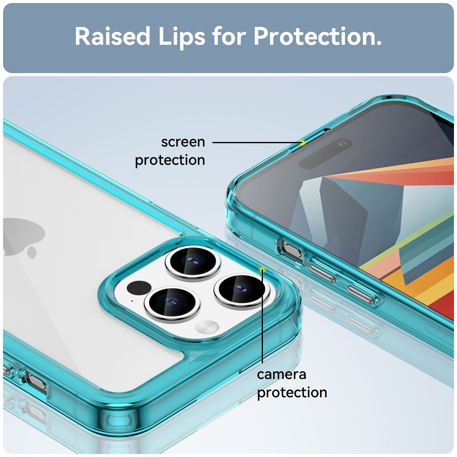 Apple iPhone 15 Pro Max Soft TPU Bumper Case [Clear Blue]