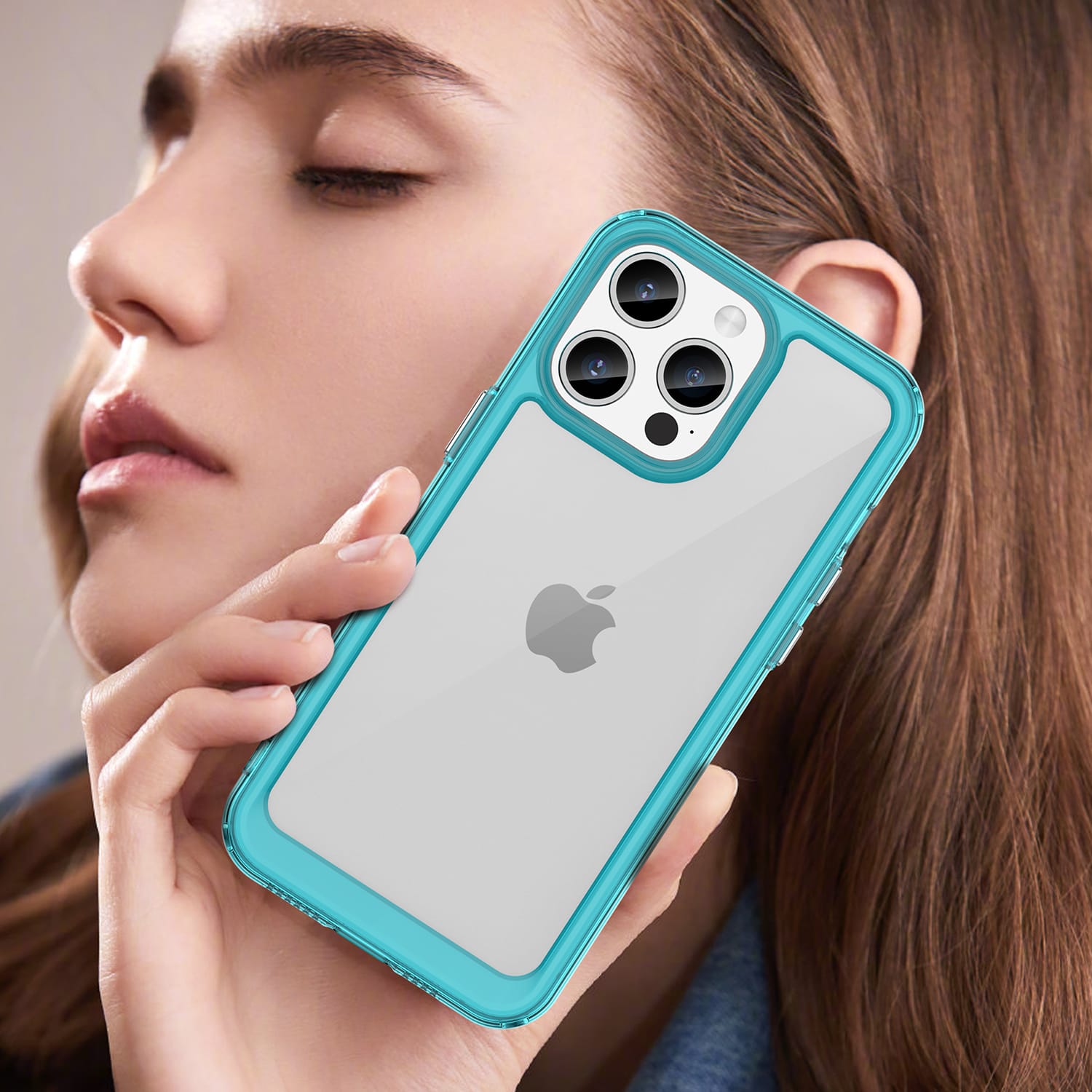 Apple iPhone 15 Pro Max Soft TPU Bumper Case [Clear Blue]