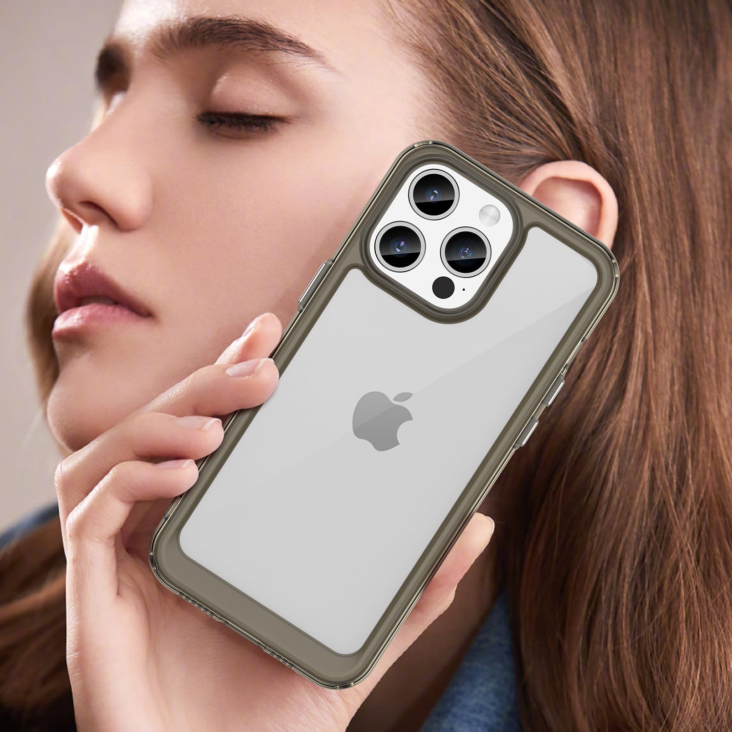 Apple iPhone 15 Pro Max Soft TPU Bumper Case [Clear Grey]