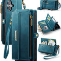 iPhone 16 Plus Crossbody Case with Strap, Card Slots & Zipper Pocket [Teal] - Teal