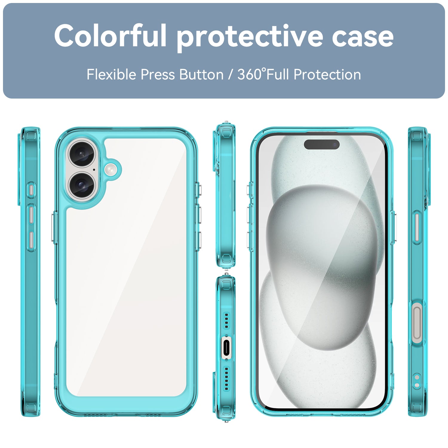 Apple iPhone 16 Plus Soft TPU Bumper Case [Clear Blue]