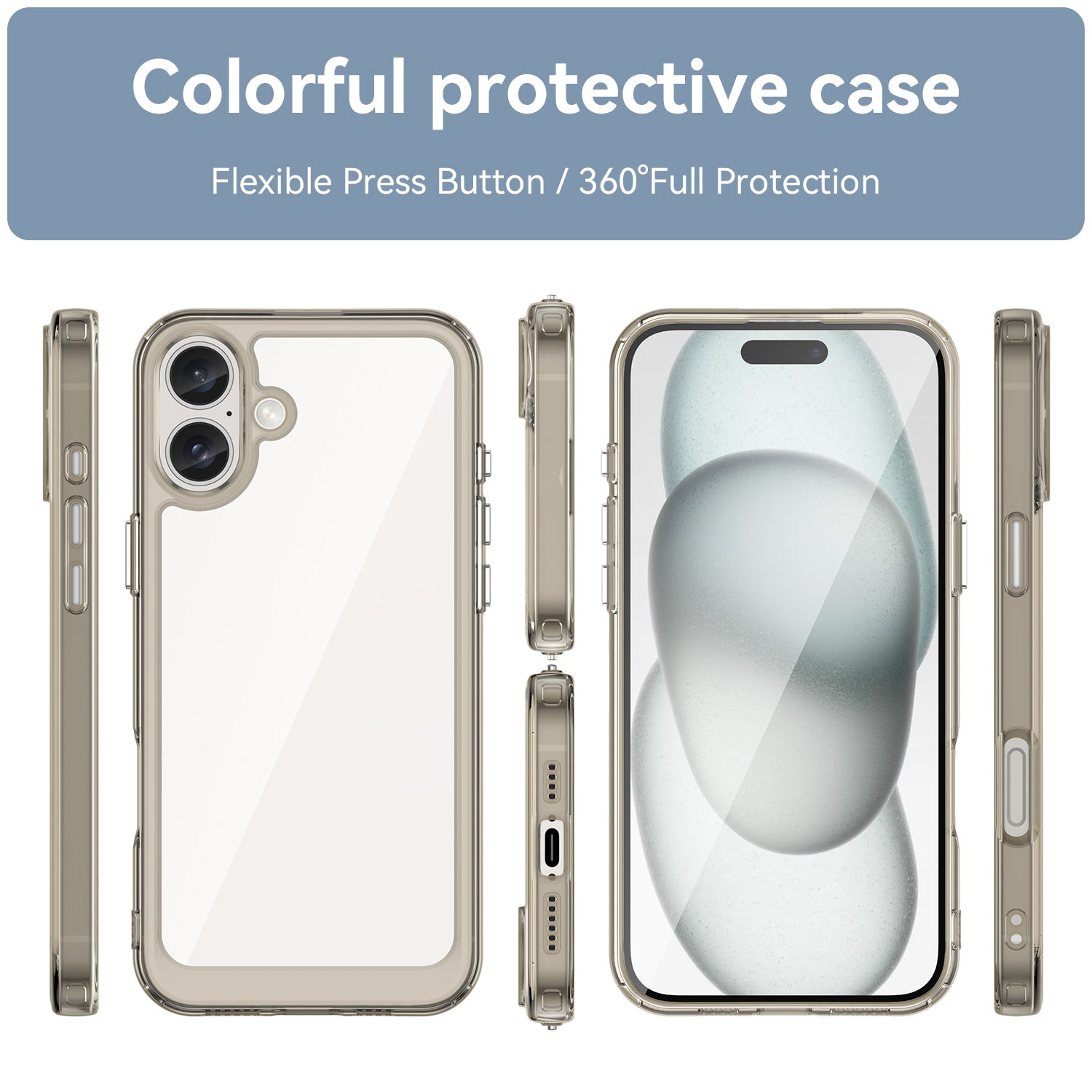 Apple iPhone 16 Plus Soft TPU Bumper Case [Clear Grey]