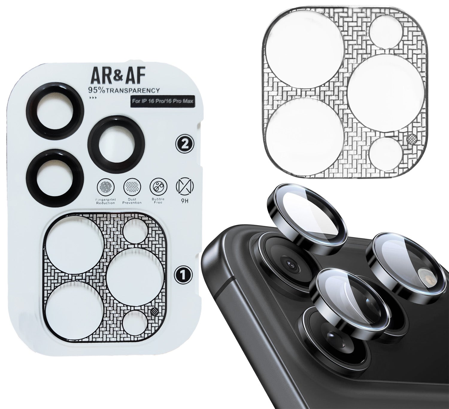 iPhone 16 Pro / Pro Max Eagle Eye AR+AF Lens Protector + Ultra-Thin Camera Island Film - Black