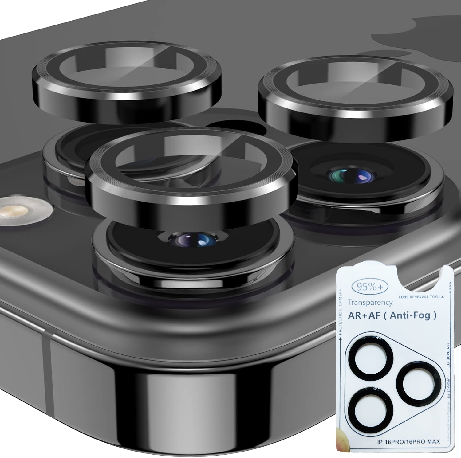 iPhone 16 Pro / Pro Max Eagle Eye AR+AF Lens Protector with Removal Tool [Black Titanium]