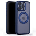 iPhone 16 Pro Max Clear MagSafe 360° Rotating Ring Stand Case [Navy] - Navy