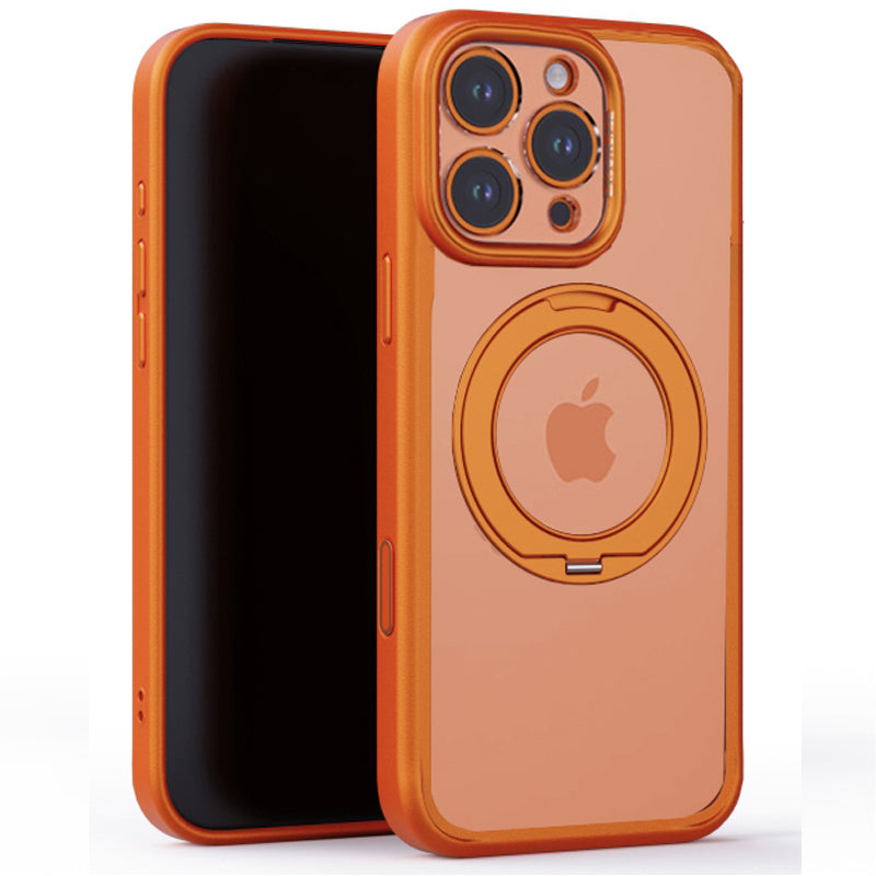 iPhone 16 Pro Max Clear MagSafe 360° Rotating Ring Stand Case [Orange]