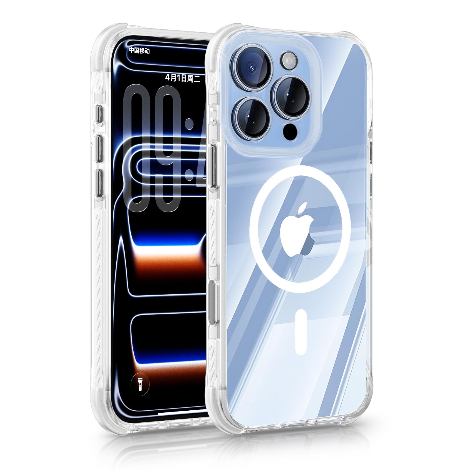 iPhone 15 Pro Max CrystalGuard MagSafe Clear Shockproof Bumper Case [White]