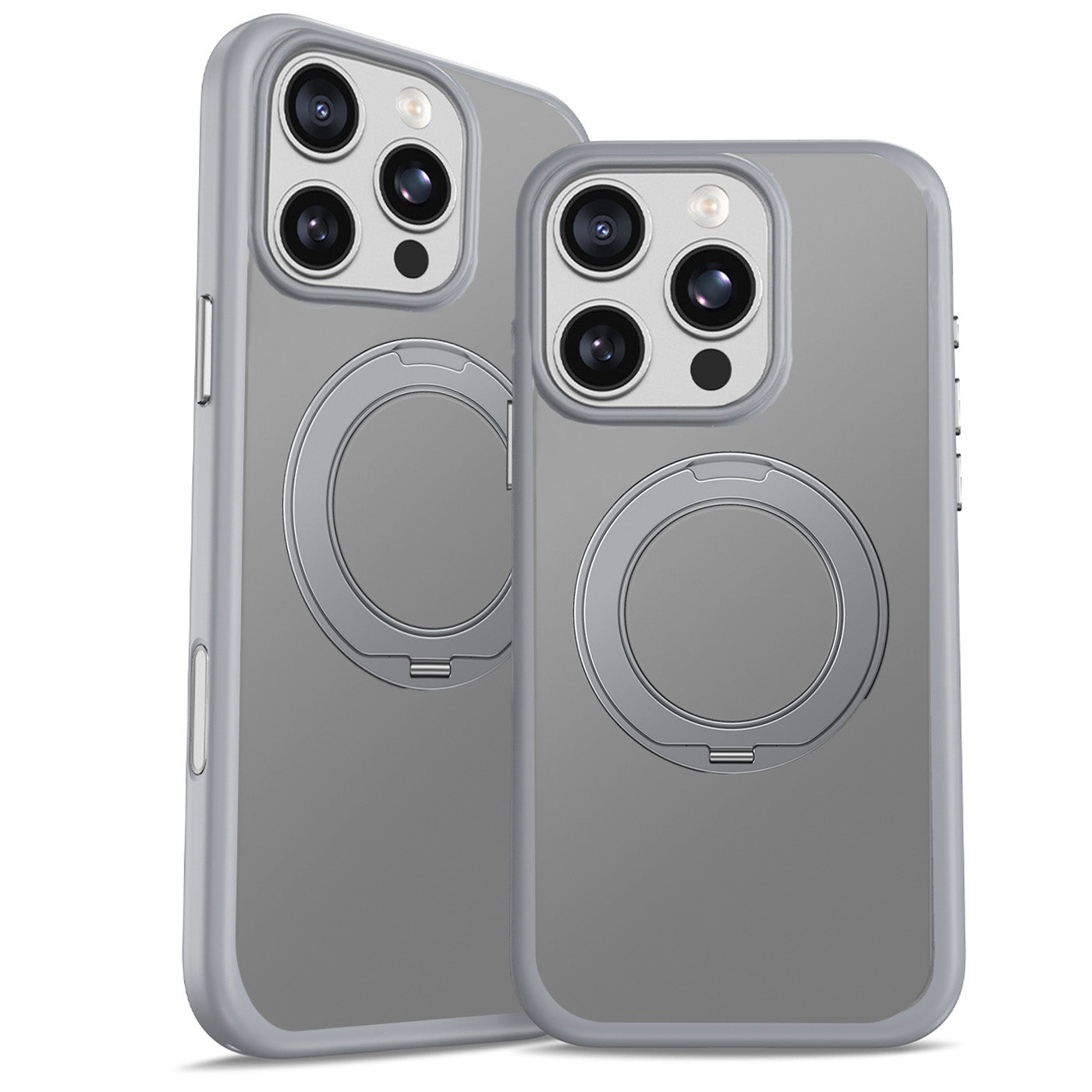 iPhone 16 Pro Premium Matte MagSafe 360° Rotating Ring Stand Case [Grey]