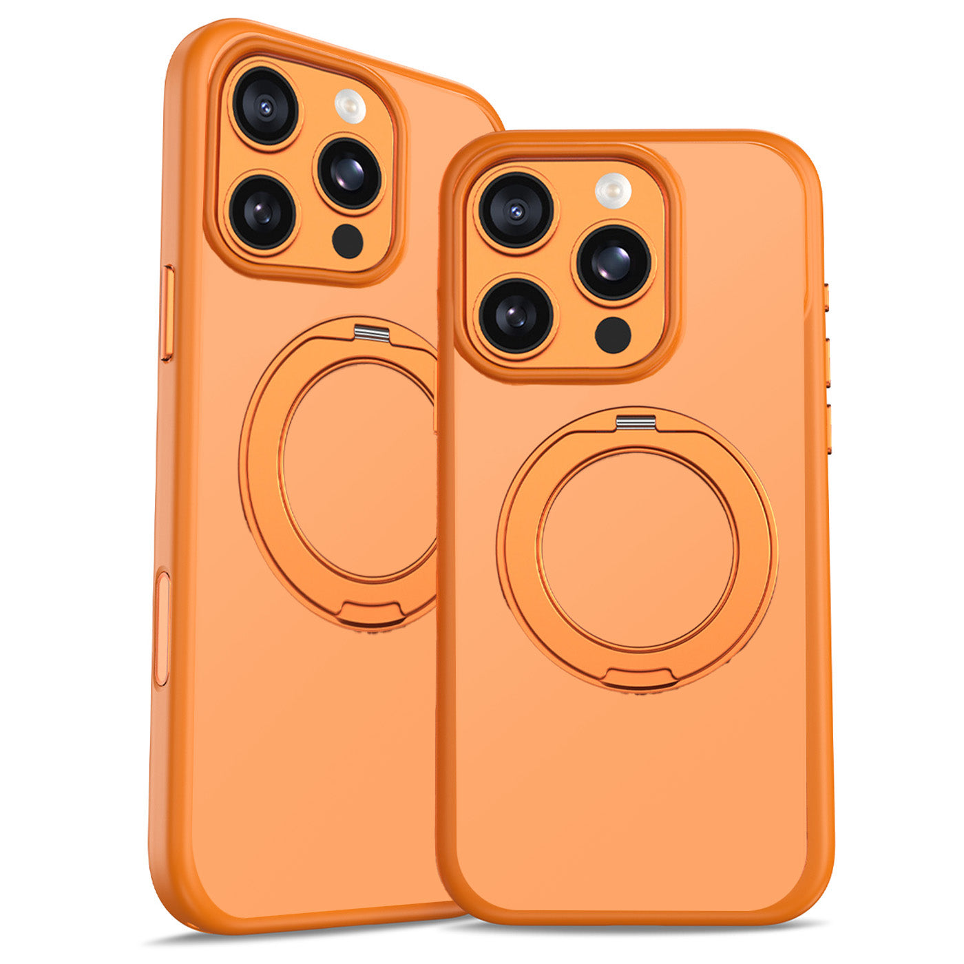 iPhone 16 Pro Premium Matte MagSafe 360° Rotating Ring Stand Case [Orange]