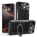 iPhone 16e 17e Ring Kickstand Case w/ Camera Cover Black - Black