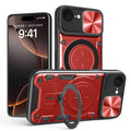 iPhone 16e 17e Ring Kickstand Case w/ Camera Cover Red - Red