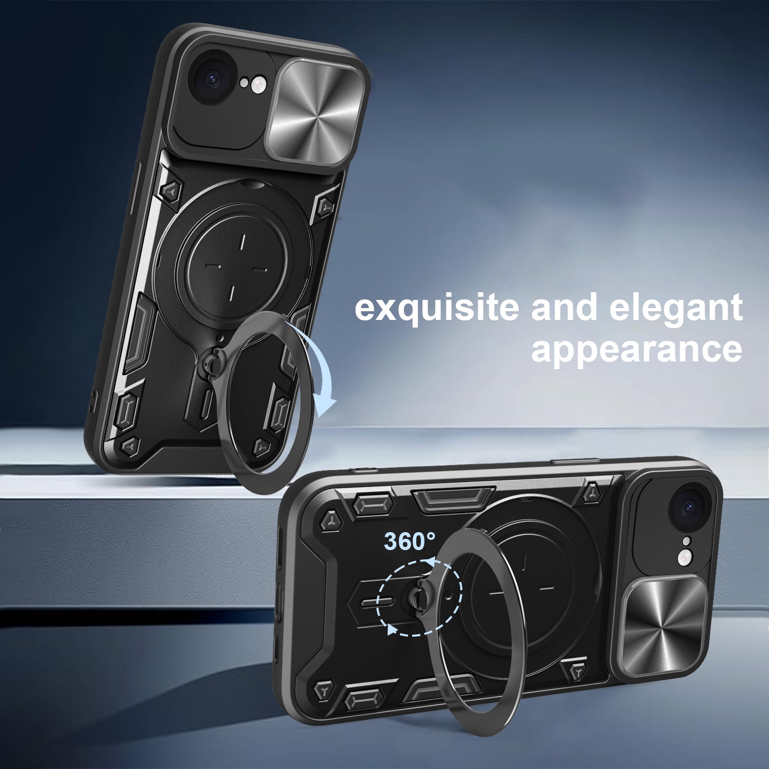 iPhone 16e Ring Kickstand Case w/ Camera Cover [Purple]