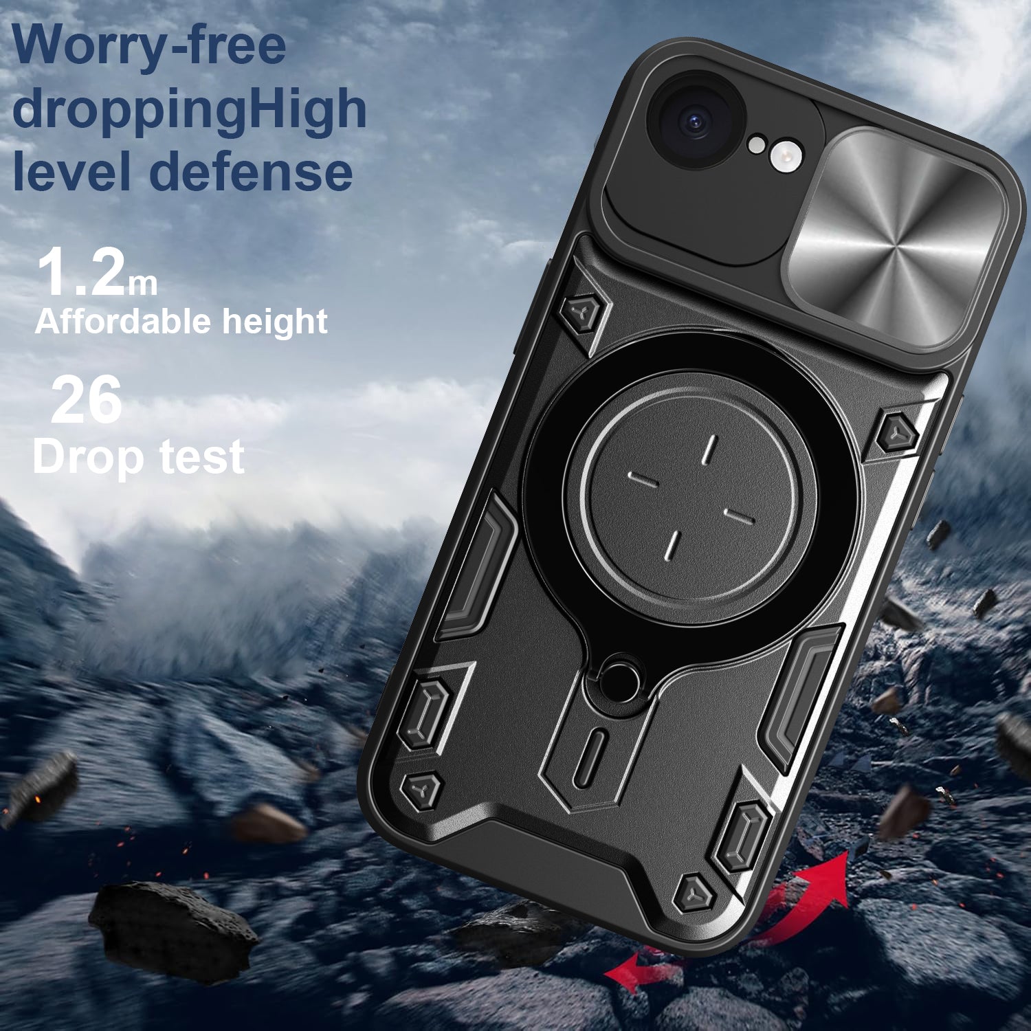 iPhone 16e Ring Kickstand Case w/ Camera Cover [Purple]