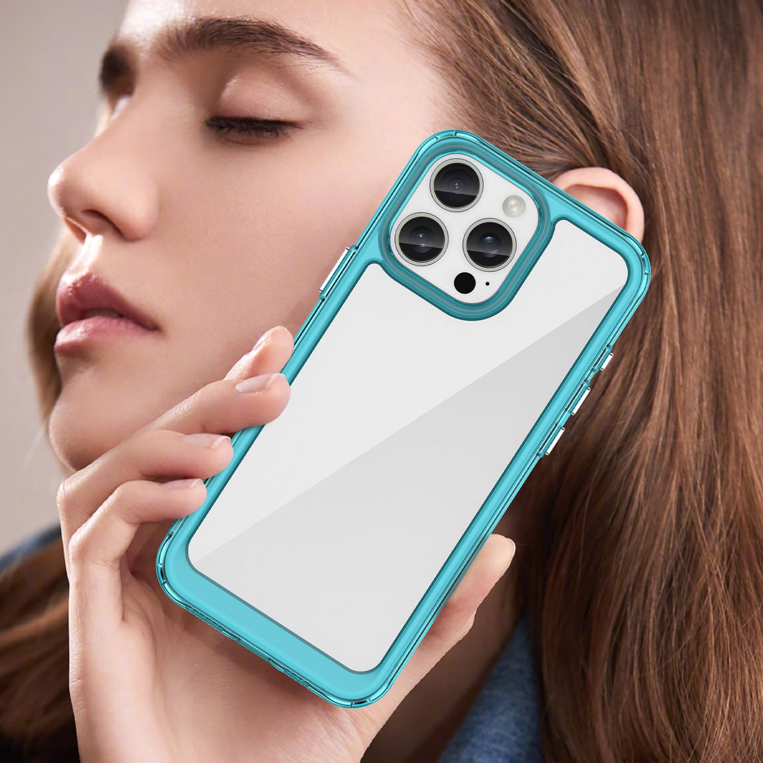 Apple iPhone 16 Pro Max Soft TPU Bumper Case [Clear Blue]