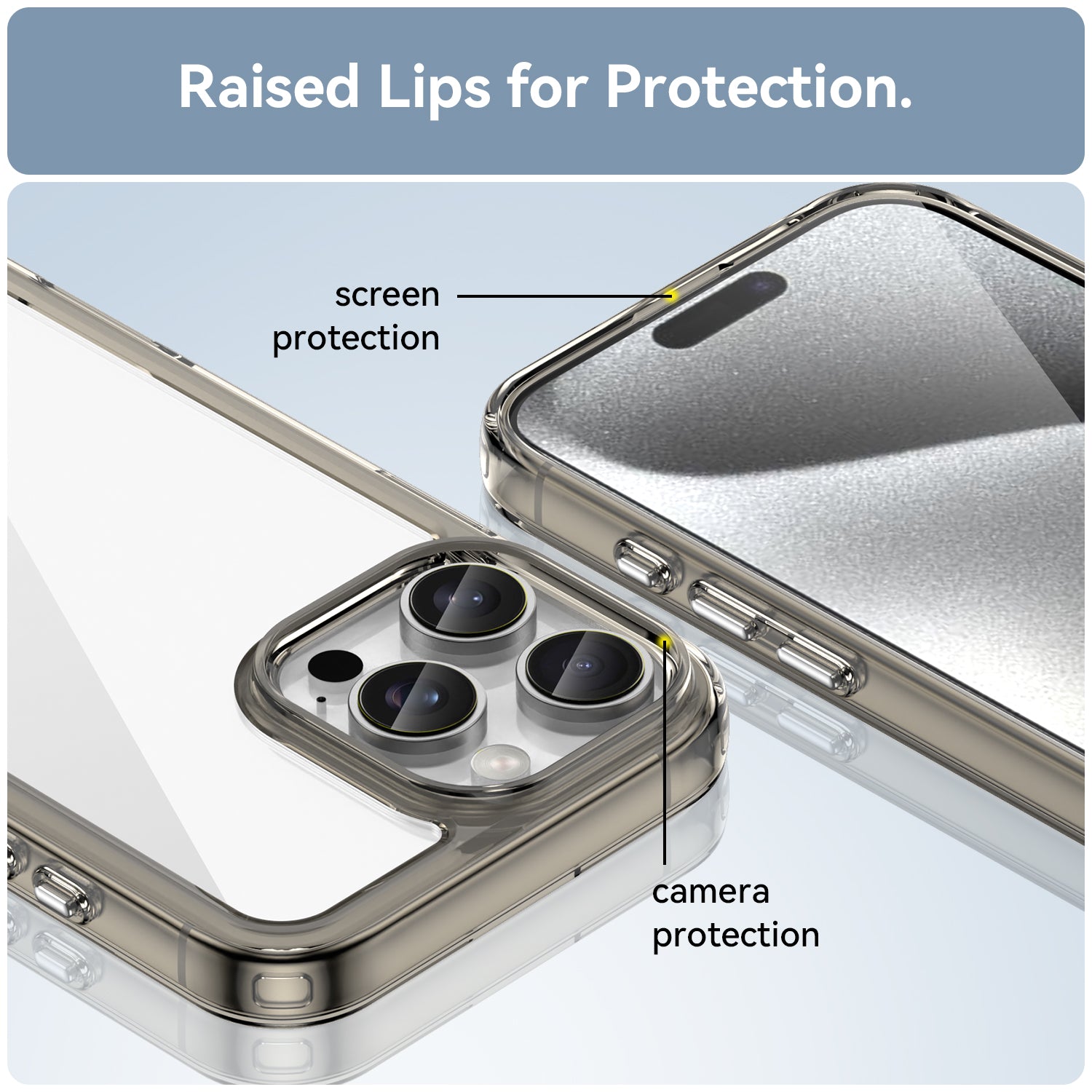 Apple iPhone 16 Pro Max Soft TPU Bumper Case [Clear Grey]