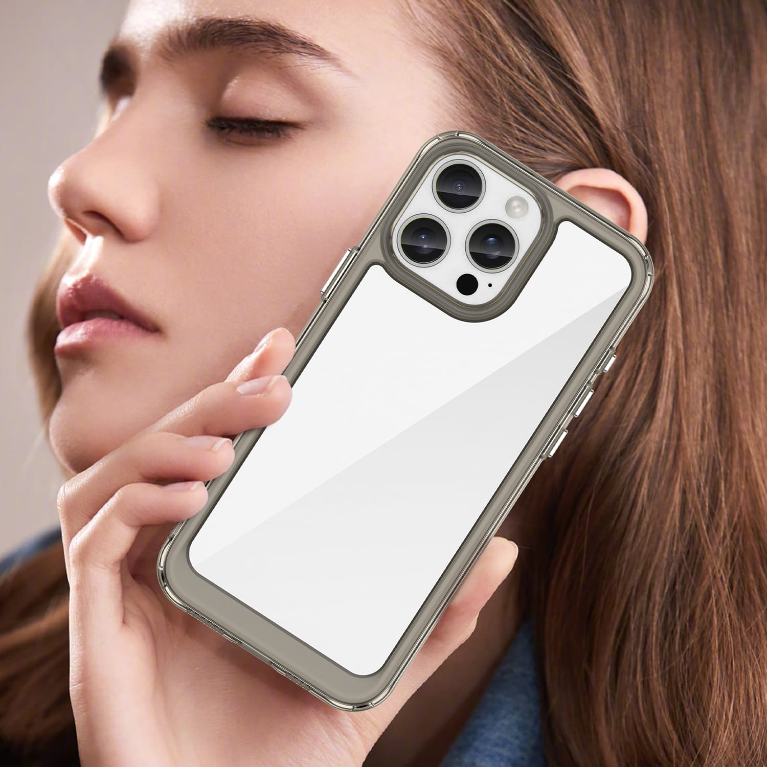 Apple iPhone 16 Pro Max Soft TPU Bumper Case [Clear Grey]