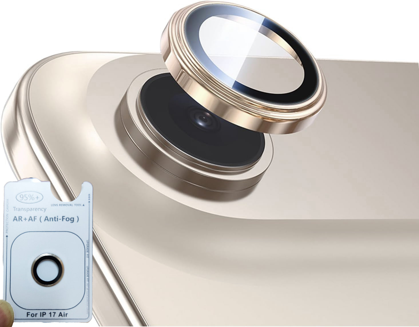 iPhone Air Eagle Eye AR+AF Camera Lens Protector with Removal Tool [Light Gold]